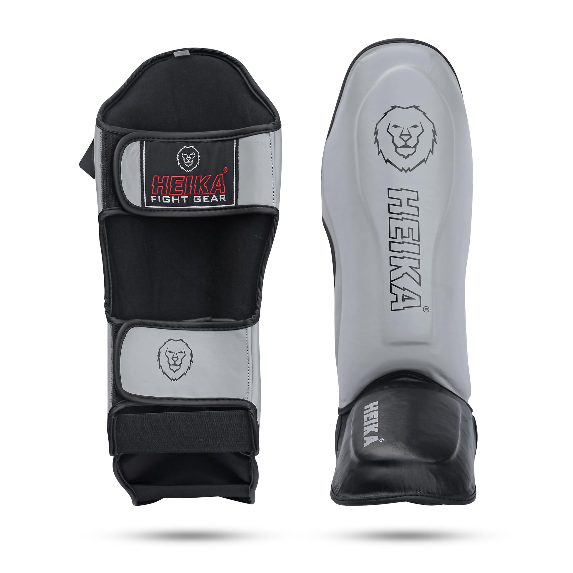 Heika Shin Guards, Kickboxing Muay Thai for MMA Martial Arts, Shin Pads for Kicking, Sparring, Training Premium Cowhide Leather Protection Pads, Taekwondo, BJJ Karate Boxing The Champ Gear