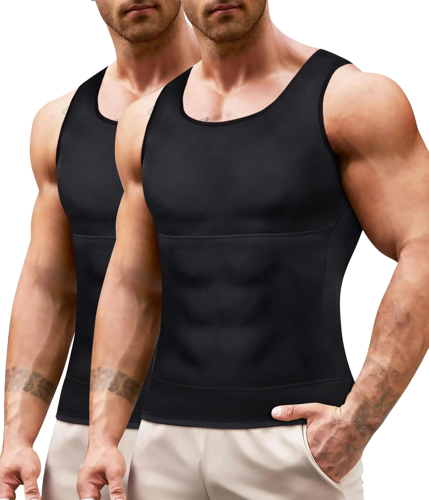 Gotoly Men Compression Shirt Slimming Shapewear Undershirt Body Shaper Vest Abs Workout Hide Chest Tank Top The Champ Gear