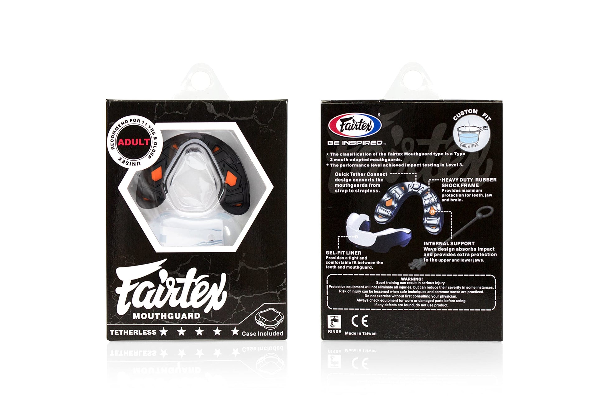 Fairtex MG3 Gel Mouth Guard Protection Muay Thai Kick Boxing MMA CE Approved (Black) The Champ Gear