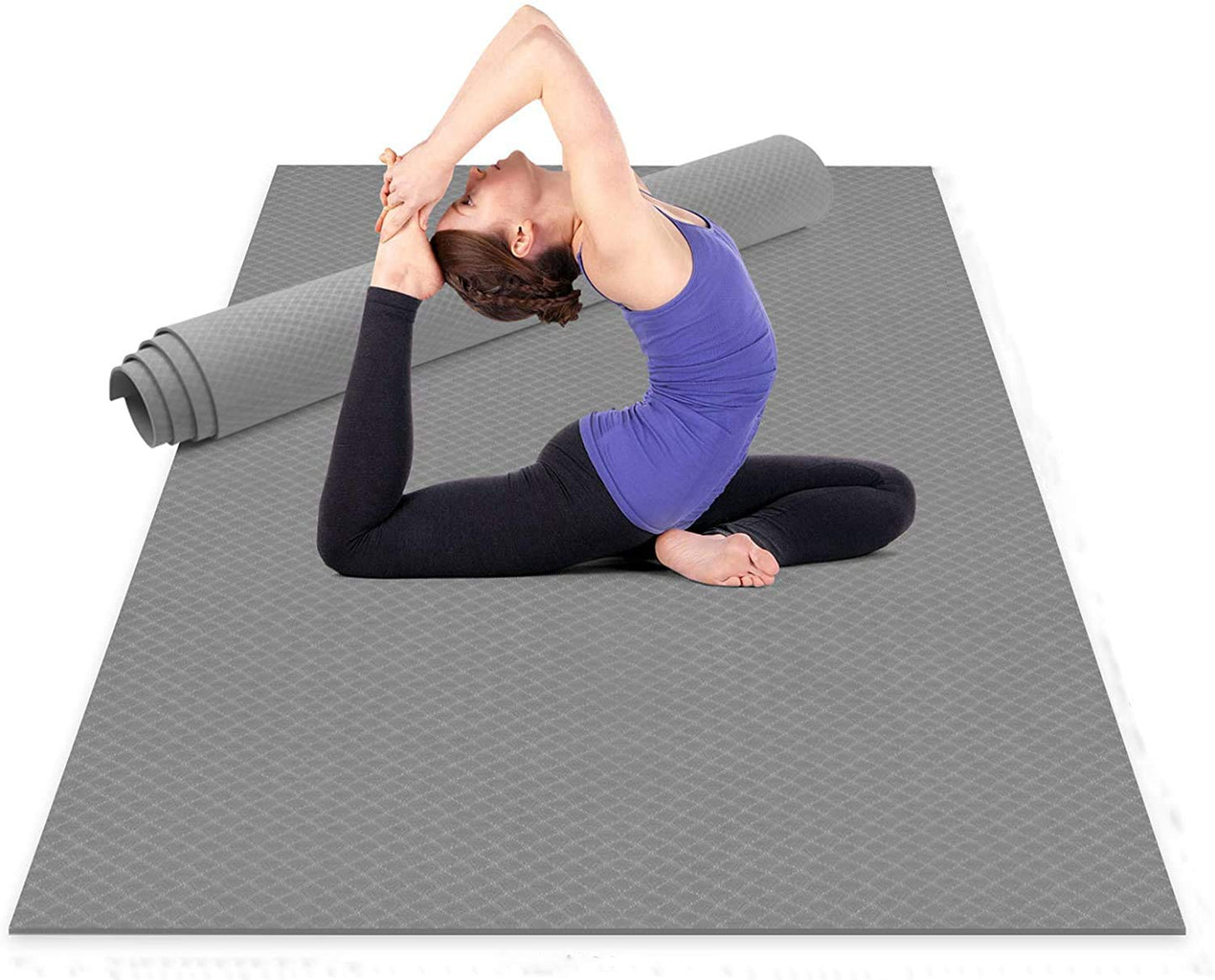 Odoland Large Exercise Mat 72'' x 48'' (6'x4') x6mm for Pilates Stretching Workout Mats for Home Gym Flooring, Extra Thick Non Slip Eco Friendly Yoga Mat with Carry Strap The Champ Gear