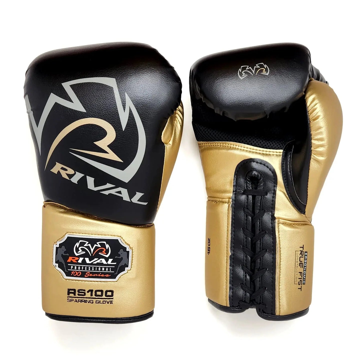 RIVAL Boxing RS100 Professional Lace-Up Sparring Gloves, Handcrafted with Super-Rich Microfiber PU, Ergonomically Designed to Perfectly Fit Your Hand The Champ Gear