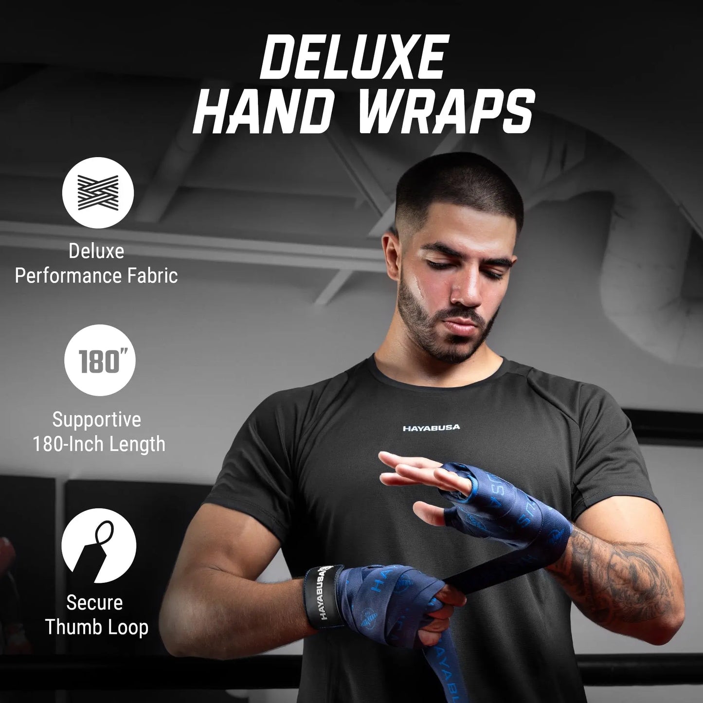 Hayabusa Deluxe Boxing Hand Wraps for Men and Women MMA, Kickboxing and Muay Thai - 4 Colors, 180 inches The Champ Gear