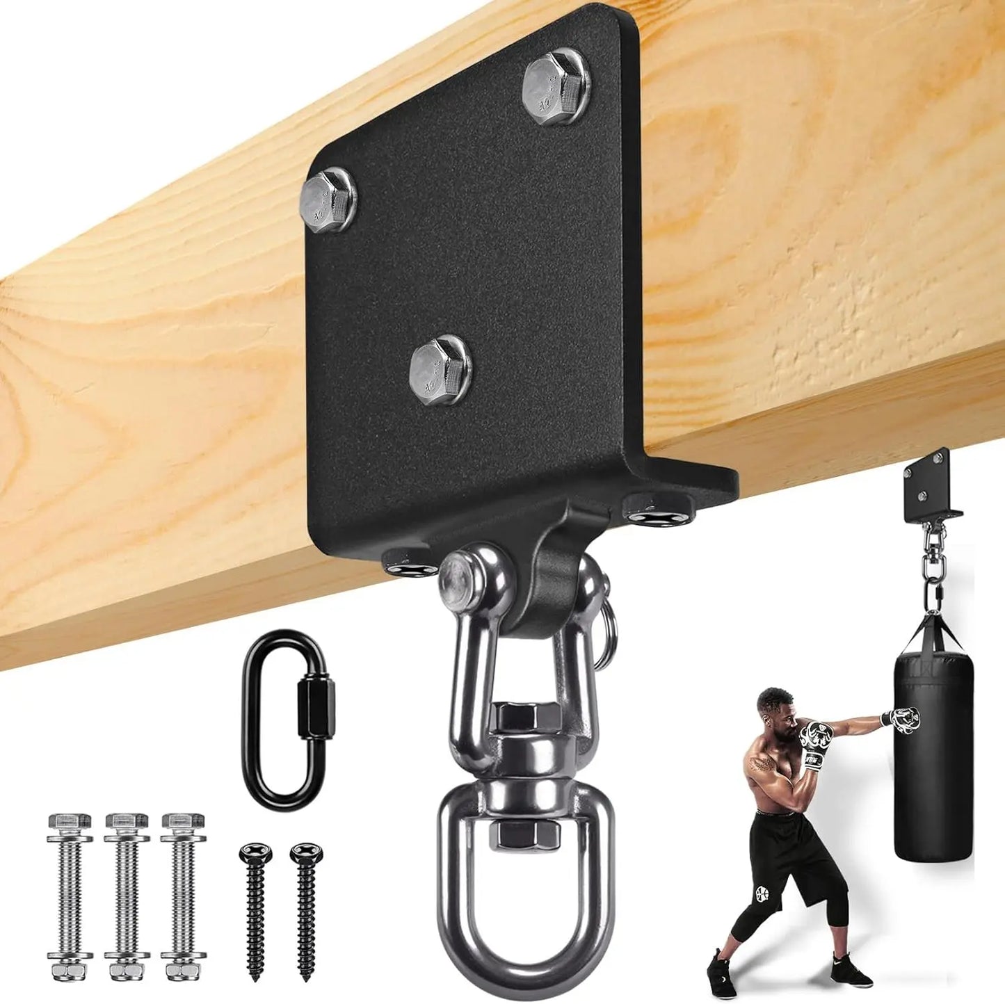 Punching Bag Hanger for Heavy Bag 1000 LB Capacity Beam Mount Hardware 360° Rotation Boxing Bag Ceiling Mount I-Beam Heavy Bag Hanger with Carabiner The Champ Gear