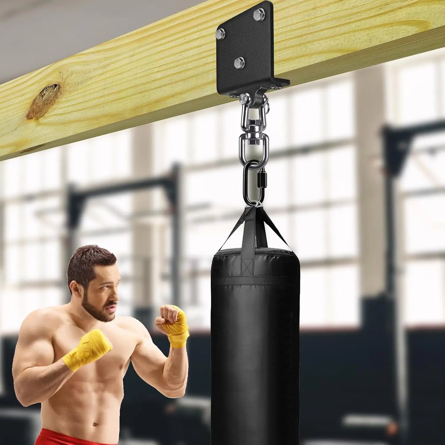 Punching Bag Hanger for Heavy Bag 1000 LB Capacity Beam Mount Hardware 360° Rotation Boxing Bag Ceiling Mount I-Beam Heavy Bag Hanger with Carabiner The Champ Gear