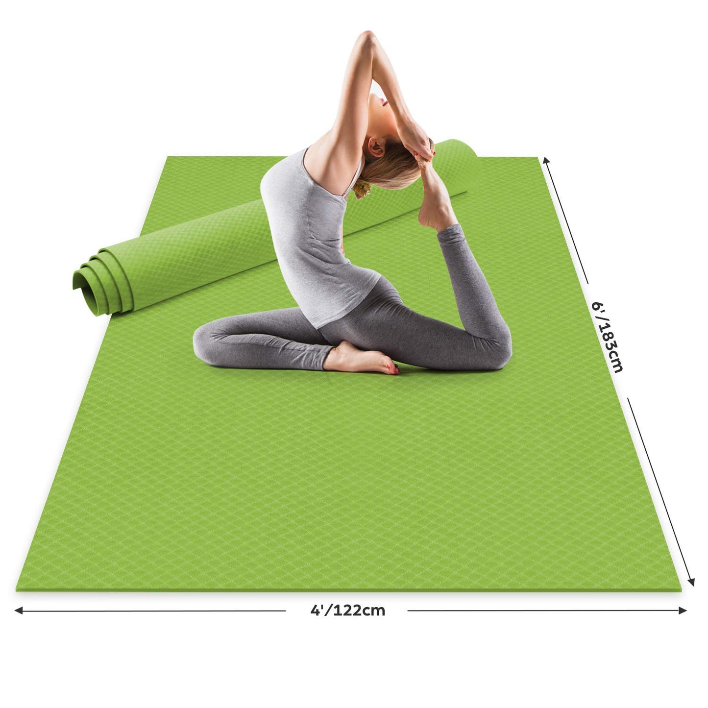 Odoland Large Exercise Mat 72'' x 48'' (6'x4') x6mm for Pilates Stretching Workout Mats for Home Gym Flooring, Extra Thick Non Slip Eco Friendly Yoga Mat with Carry Strap The Champ Gear