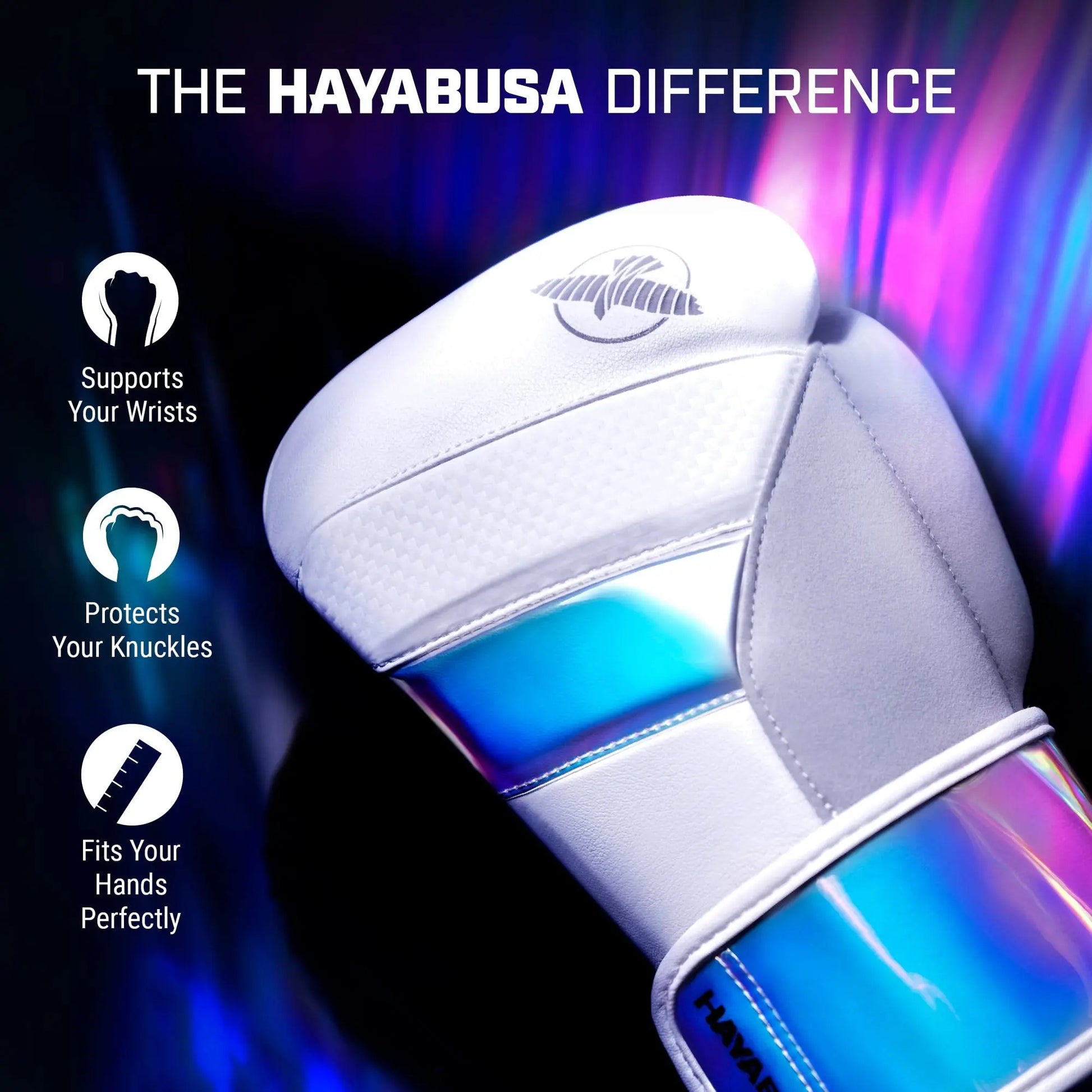 Hayabusa T3 Boxing Gloves for Men and Women Wrist and Knuckle Protection, Dual-X Hook and Loop Closure, Splinted Wrist Support, 5 Layer Foam Knuckle Padding The Champ Gear