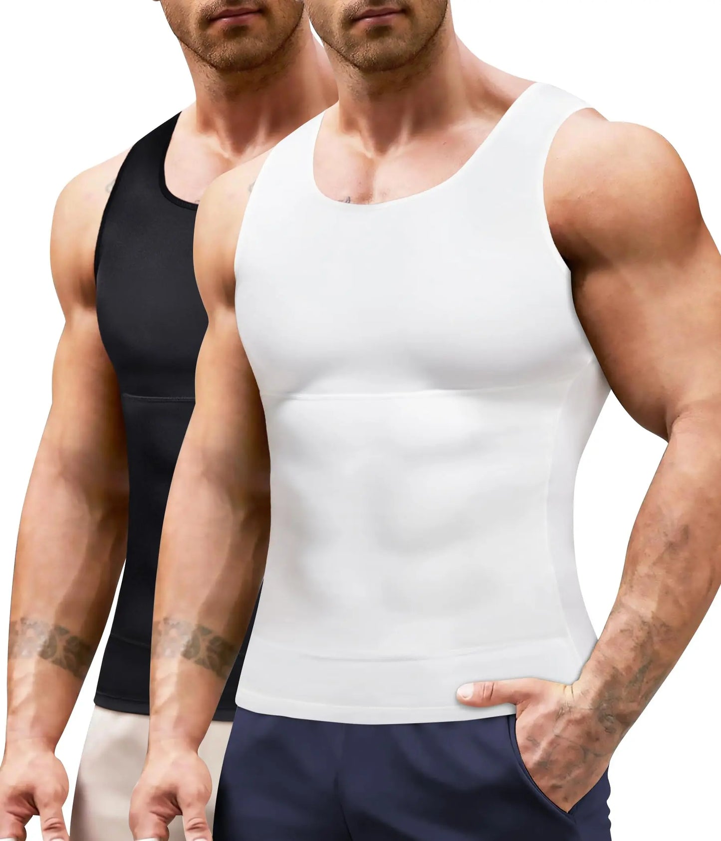 Gotoly Men Compression Shirt Slimming Shapewear Undershirt Body Shaper Vest Abs Workout Hide Chest Tank Top The Champ Gear