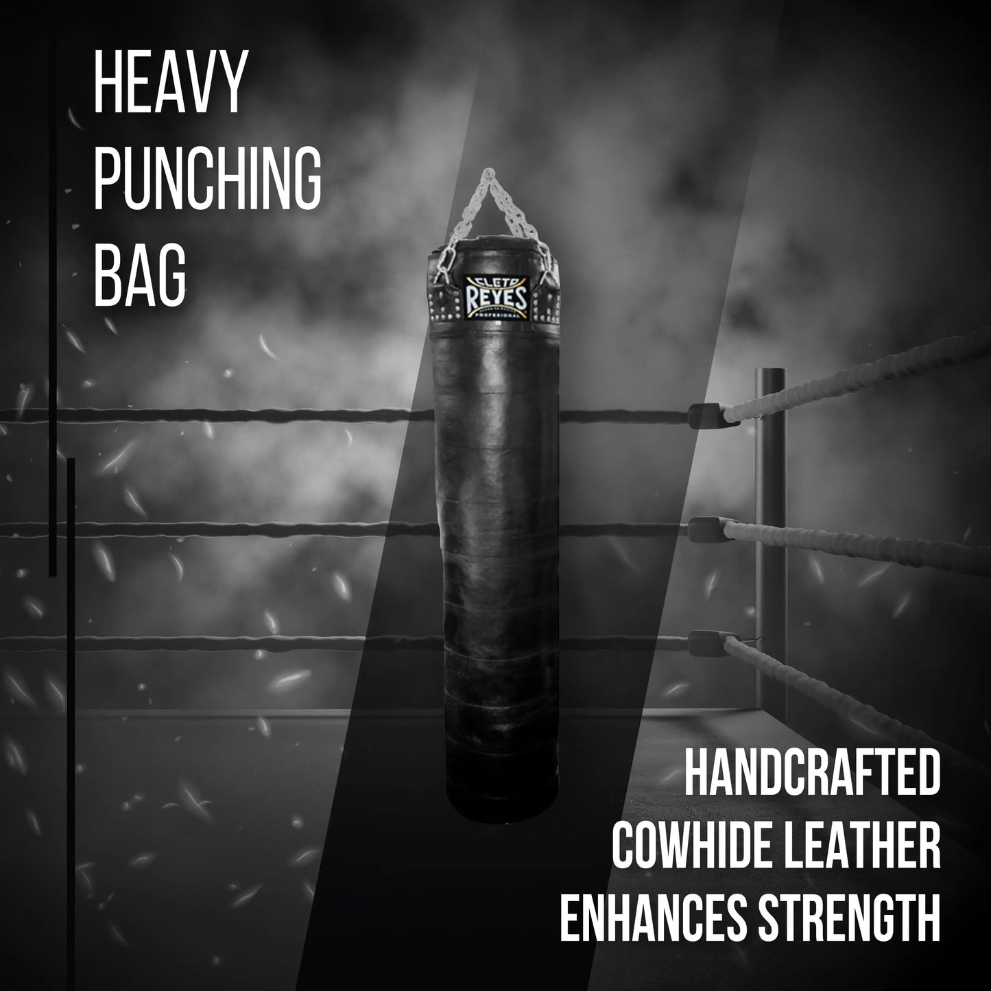 Cleto Reyes Heavy Punching Bag for Adults Boxing Training Equipment, MMA, Kickboxing, Muay Thai, Cowhide Leather, Black The Champ Gear