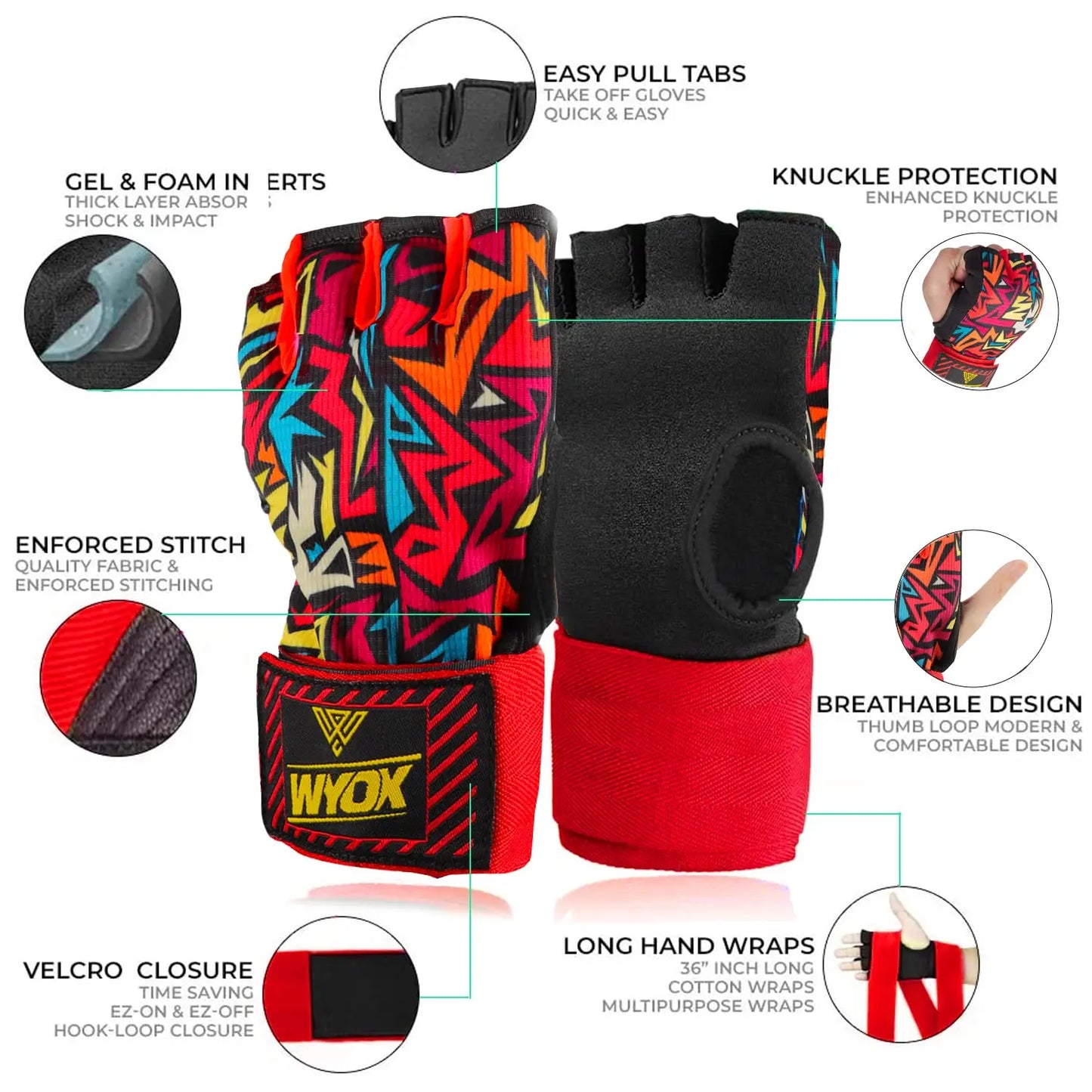 Gel Boxing Hand Wraps 80cm - The Champ Gear