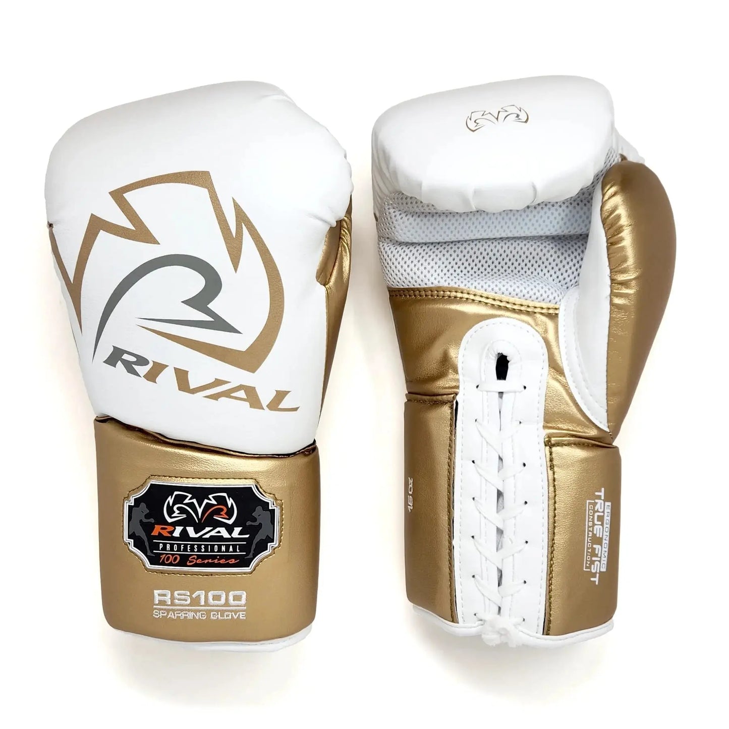 RIVAL Boxing RS100 Professional Lace-Up Sparring Gloves, Handcrafted with Super-Rich Microfiber PU, Ergonomically Designed to Perfectly Fit Your Hand The Champ Gear