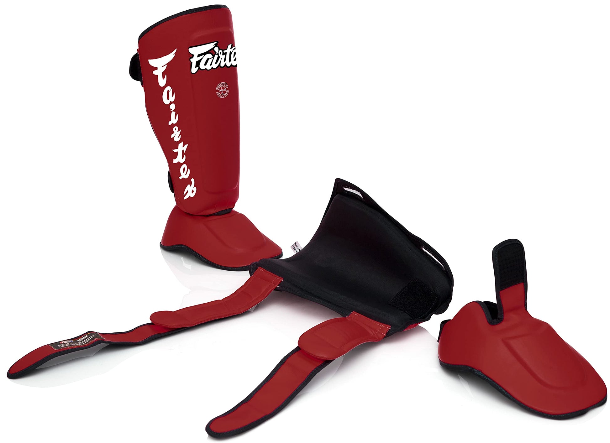 Fairtex SP7 Muay Thai Shin Guards for Men, Women, Kids | Shin Guards Made with Syntek Leather & are Premium, Lightweight & Durable | Detachable shin & Foot Protector The Champ Gear