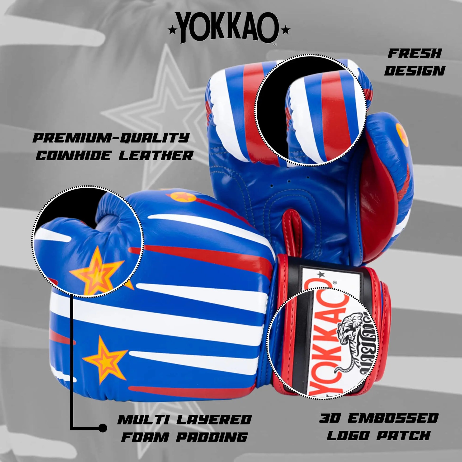 YOKKAO Design Breathable Muay Thai Boxing Glove | Premium Leather Training and Sparring Gloves for Men and Women | Winning Boxing Gloves | Punching Glove The Champ Gear