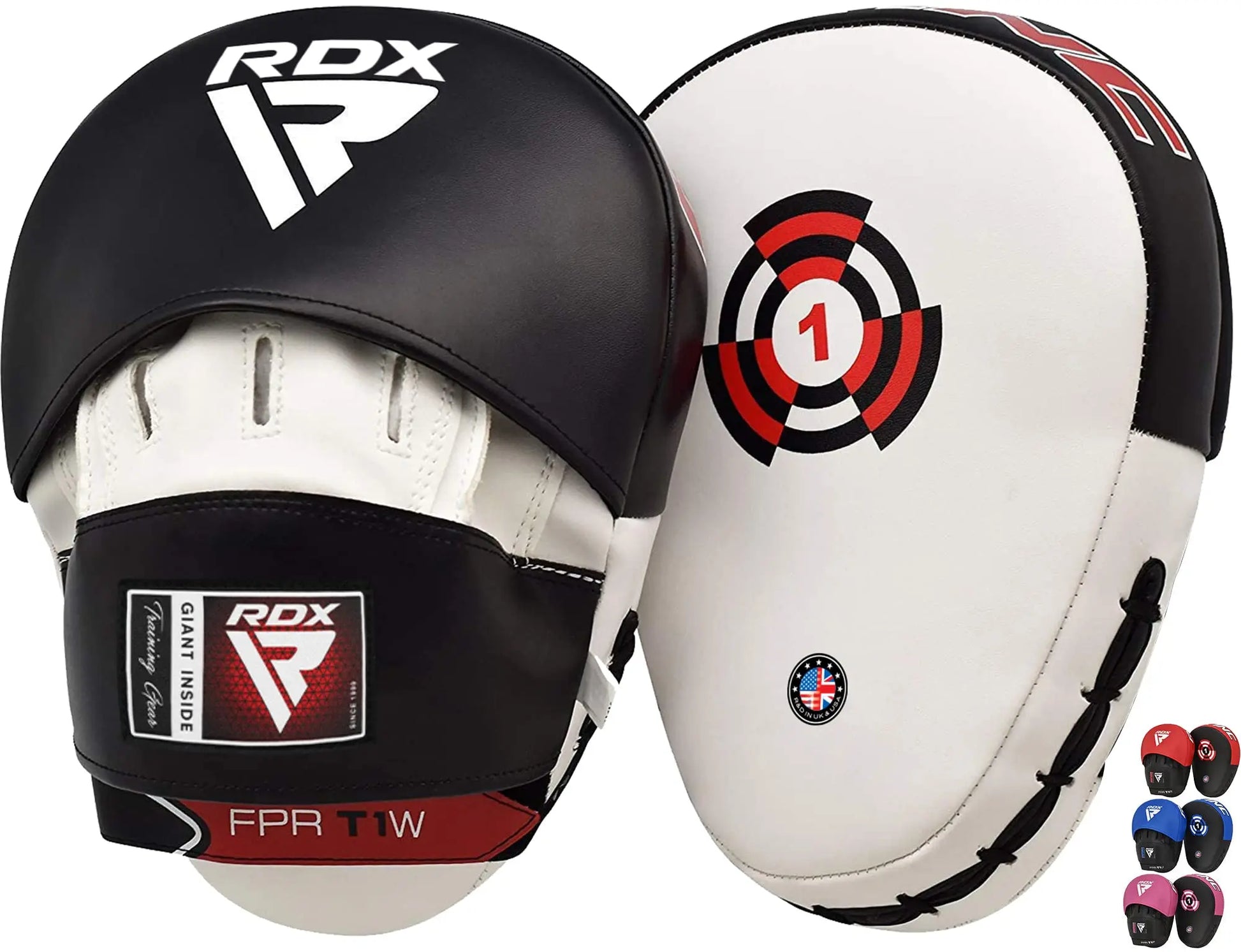 RDX Boxing Pads Focus Mitts Maya Hide Leather Curved Hook and Jab Target Hand Pads Great for MMA, Kickboxing, Martial Arts, Muay Thai, Karate Training Padded Punching, Coaching Strike Shield The Champ Gear