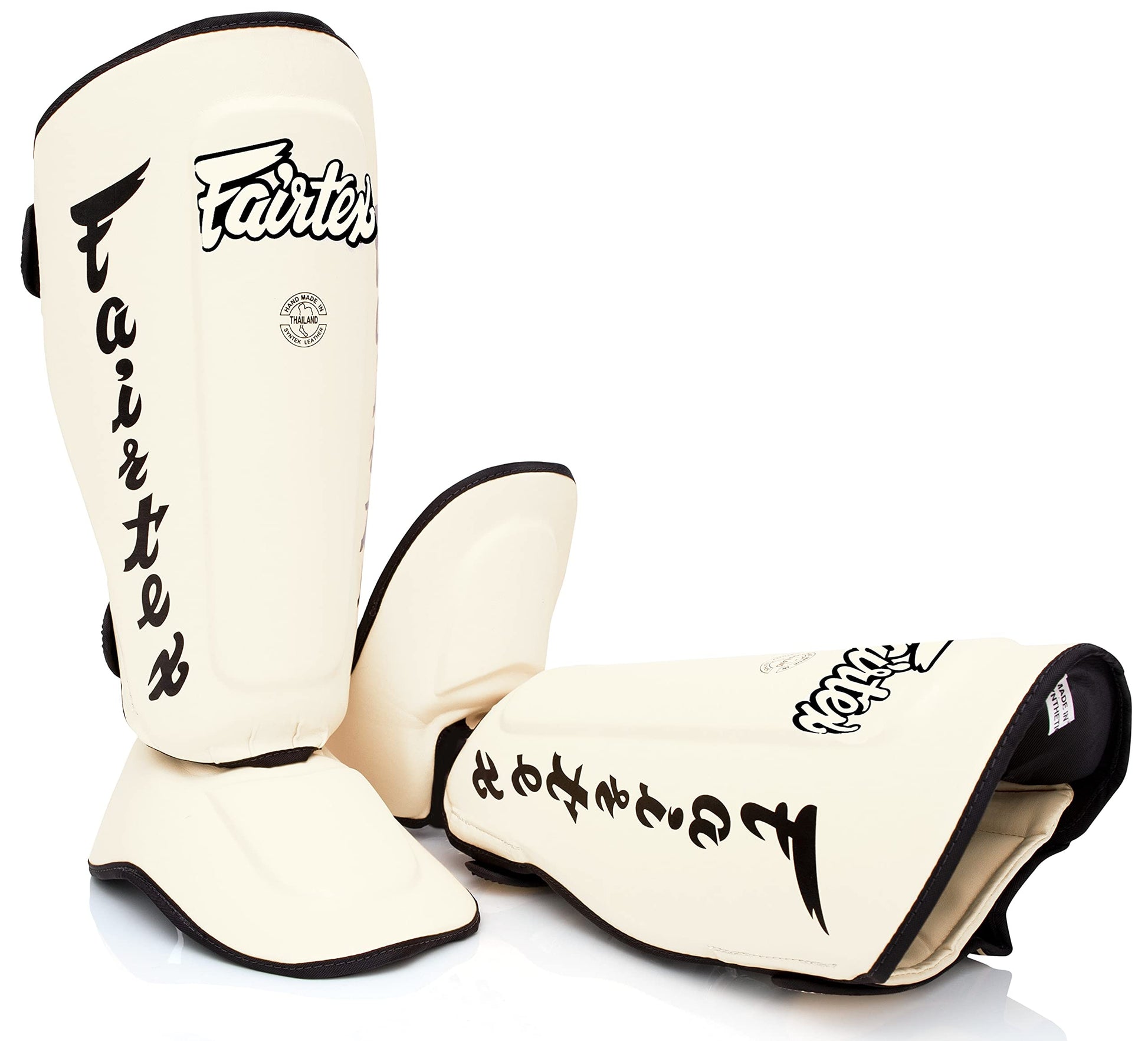 Fairtex SP7 Muay Thai Shin Guards for Men, Women, Kids | Shin Guards Made with Syntek Leather & are Premium, Lightweight & Durable | Detachable shin & Foot Protector The Champ Gear