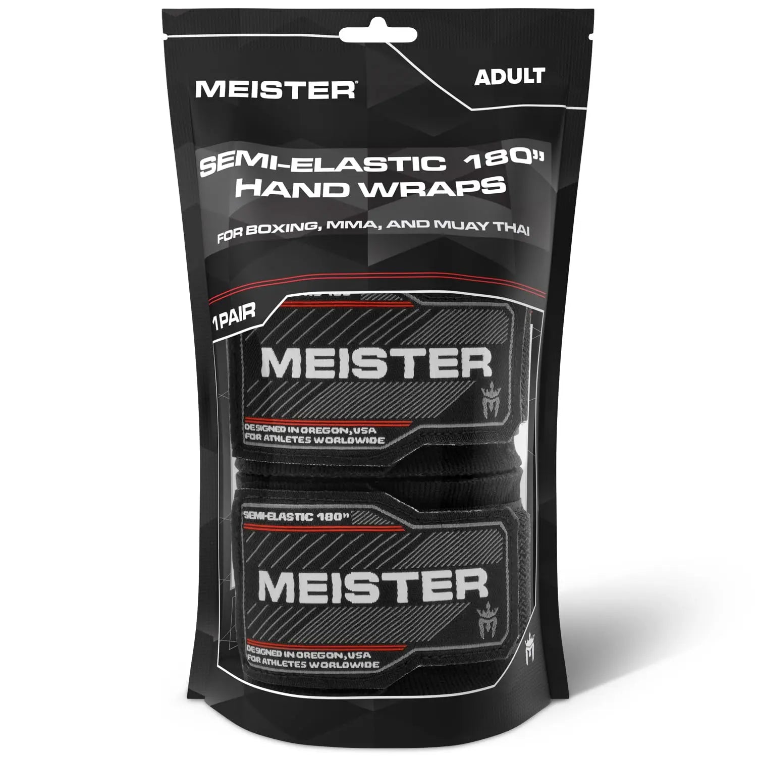 Meister Adult 180" Semi-Elastic Hand Wraps for MMA & Boxing (Pair) - The Champ Gear