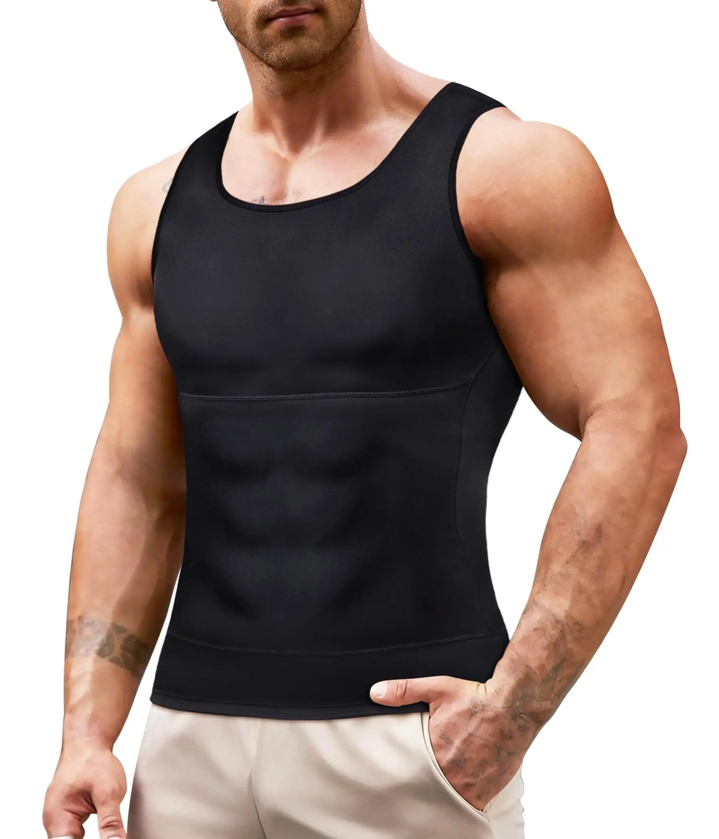 Gotoly Men Compression Shirt Slimming Shapewear Undershirt Body Shaper Vest Abs Workout Hide Chest Tank Top The Champ Gear