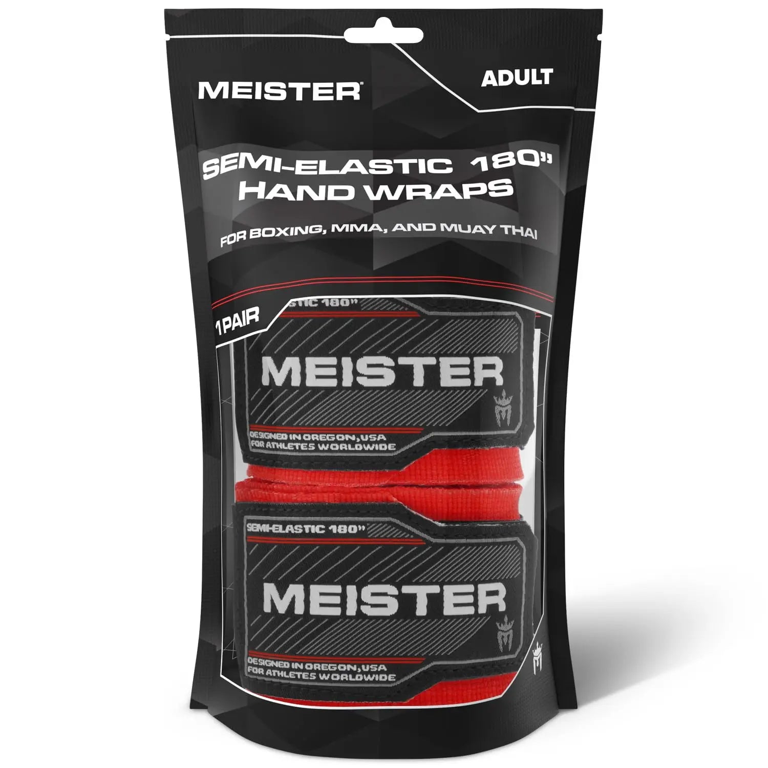 Meister Adult 180" Semi-Elastic Hand Wraps for MMA & Boxing (Pair) - The Champ Gear