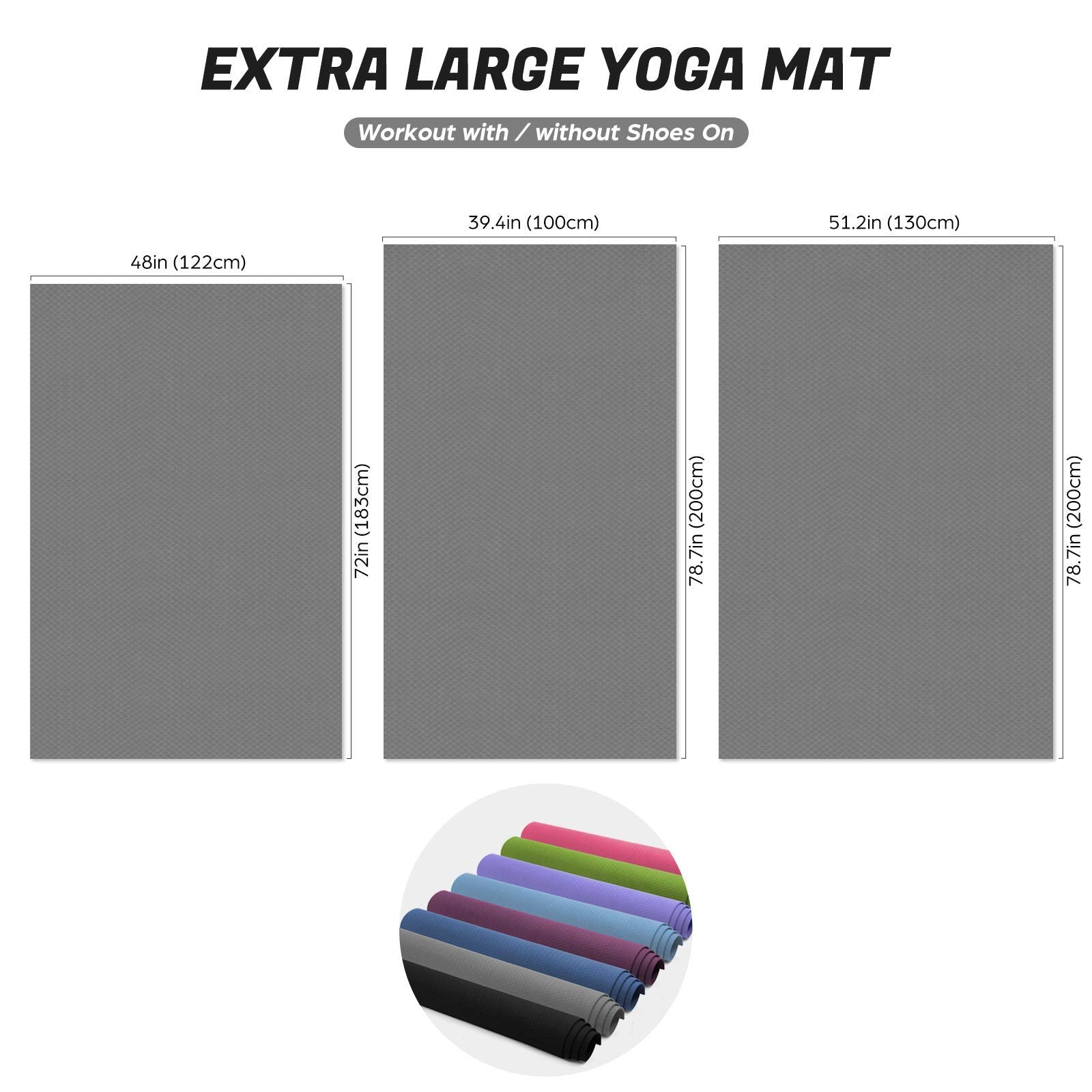 Odoland Large Exercise Mat 72'' x 48'' (6'x4') x6mm for Pilates Stretching Workout Mats for Home Gym Flooring, Extra Thick Non Slip Eco Friendly Yoga Mat with Carry Strap The Champ Gear