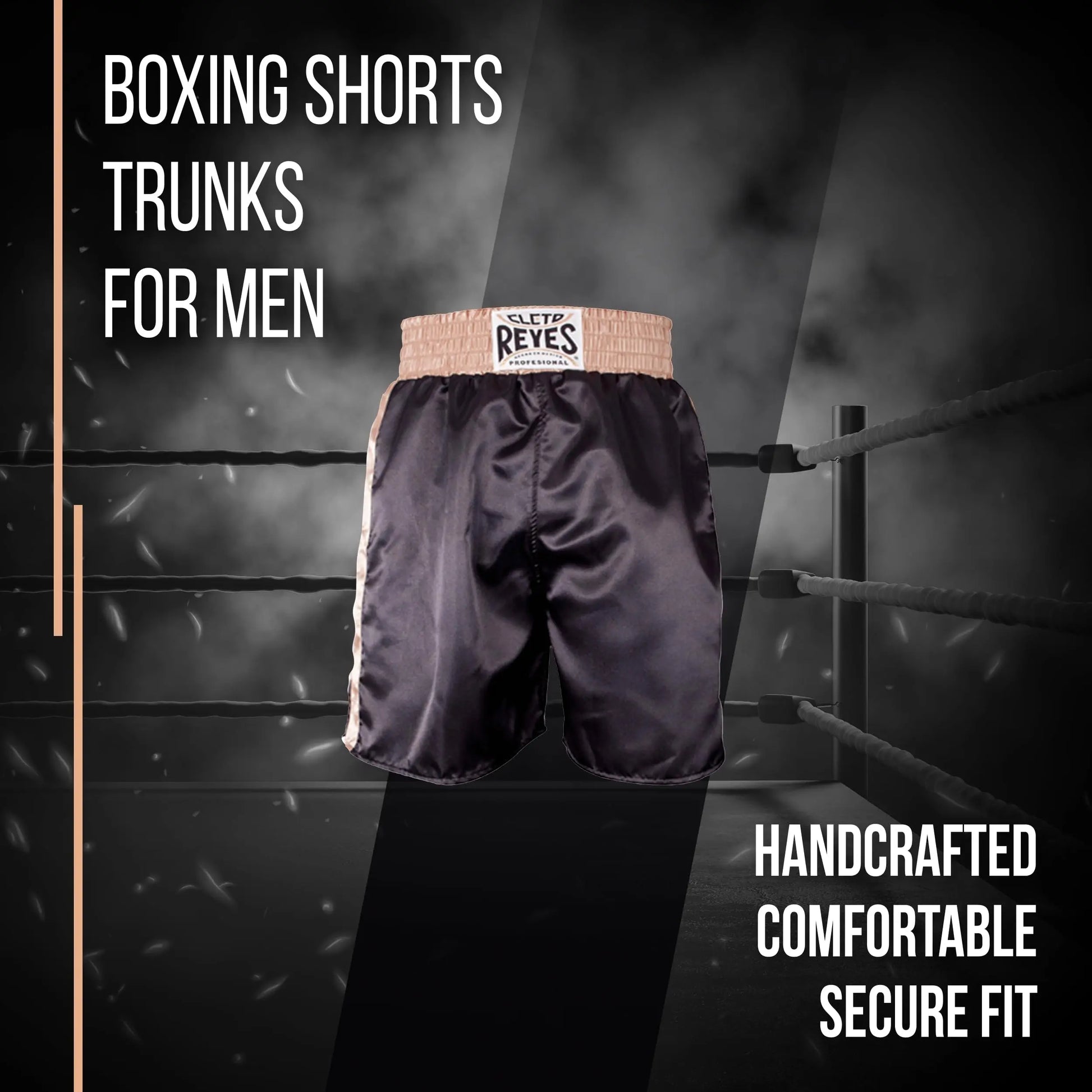 CLETO REYES Boxing Shorts Trunks for Men, Training Uniform, Professional Competition Fitness Clothes, Fight Apparel, Satin The Champ Gear