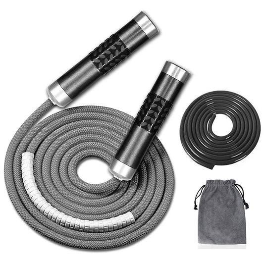 Redify Weighted Jump Rope for Workout Fitness(1LB), Tangle-Free Ball Bearing Rapid Speed Skipping Rope for MMA Boxing Weight-loss,Aluminum Handle Adjustable Length 9MM Fabric Cotton+9MM Solid PVC Rope The Champ Gear