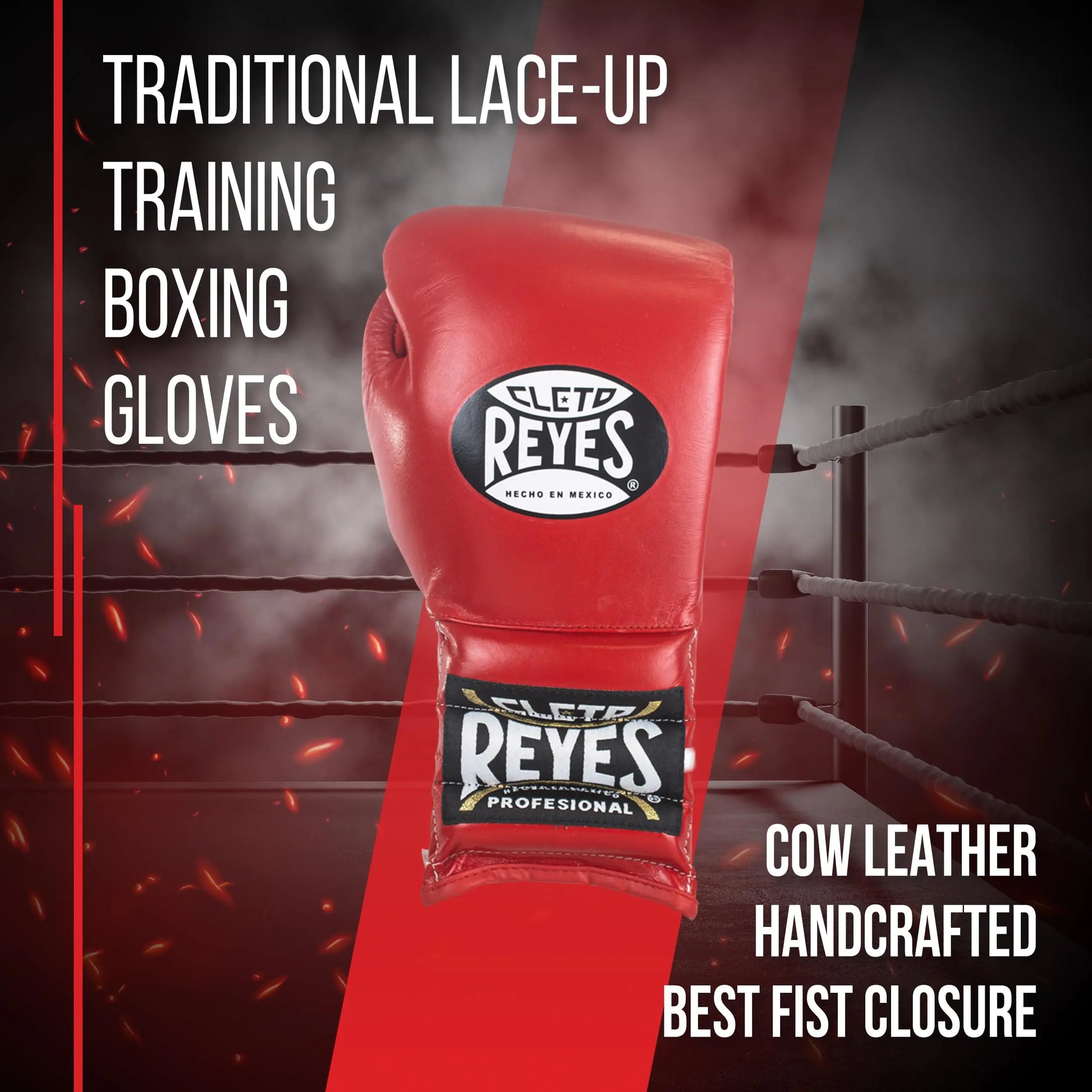 CLETO REYES Traditional Professional Boxing Gloves with Laces for Training, Sparring and Heavy Punching Bags for Men and Women, MMA, Kickboxing, Muay Thai The Champ Gear