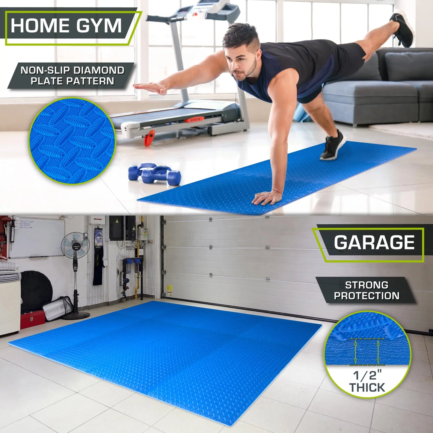 ProsourceFit Puzzle Exercise Mat – ½" EVA Foam Floor Tiles, 144 Sq Ft - The Champ Gear