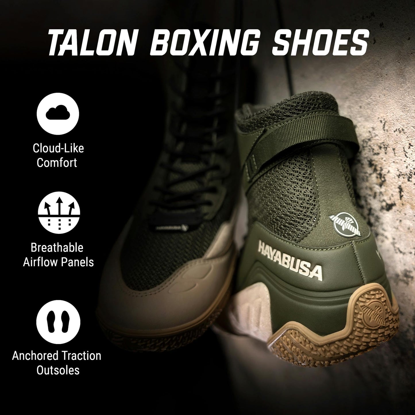 Hayabusa Talon Boxing Shoes for Men and Women Lace Up Lightweight Mid High Top The Champ Gear