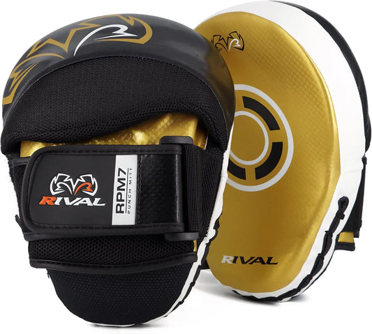 Rival Boxing Fitness+ Ergonomic Punch Mitts - Black/Gold - The Champ Gear