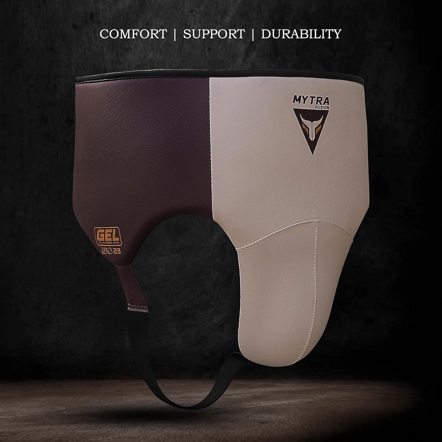 Mytra Fusion Groin Guard Boxing Groin Guard for MMA, Muay Thai, Kickboxing and Martial Arts Abdominal Protector for Training, Sparring, Grappling, Taekwondo and Fighting (Brown/Beige, S/M) The Champ Gear