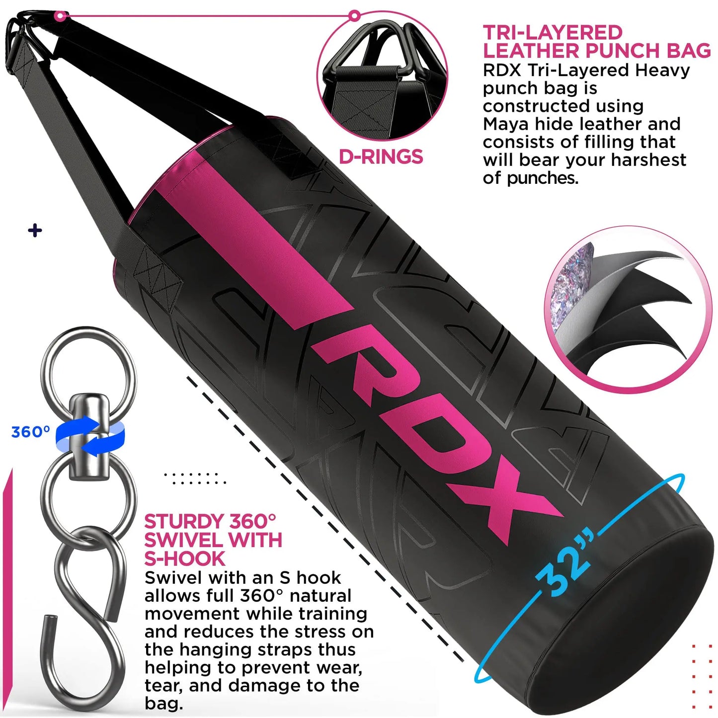 RDX Kids Punching Bag Set - 2FT with Gloves, Home Gym Training - The Champ Gear