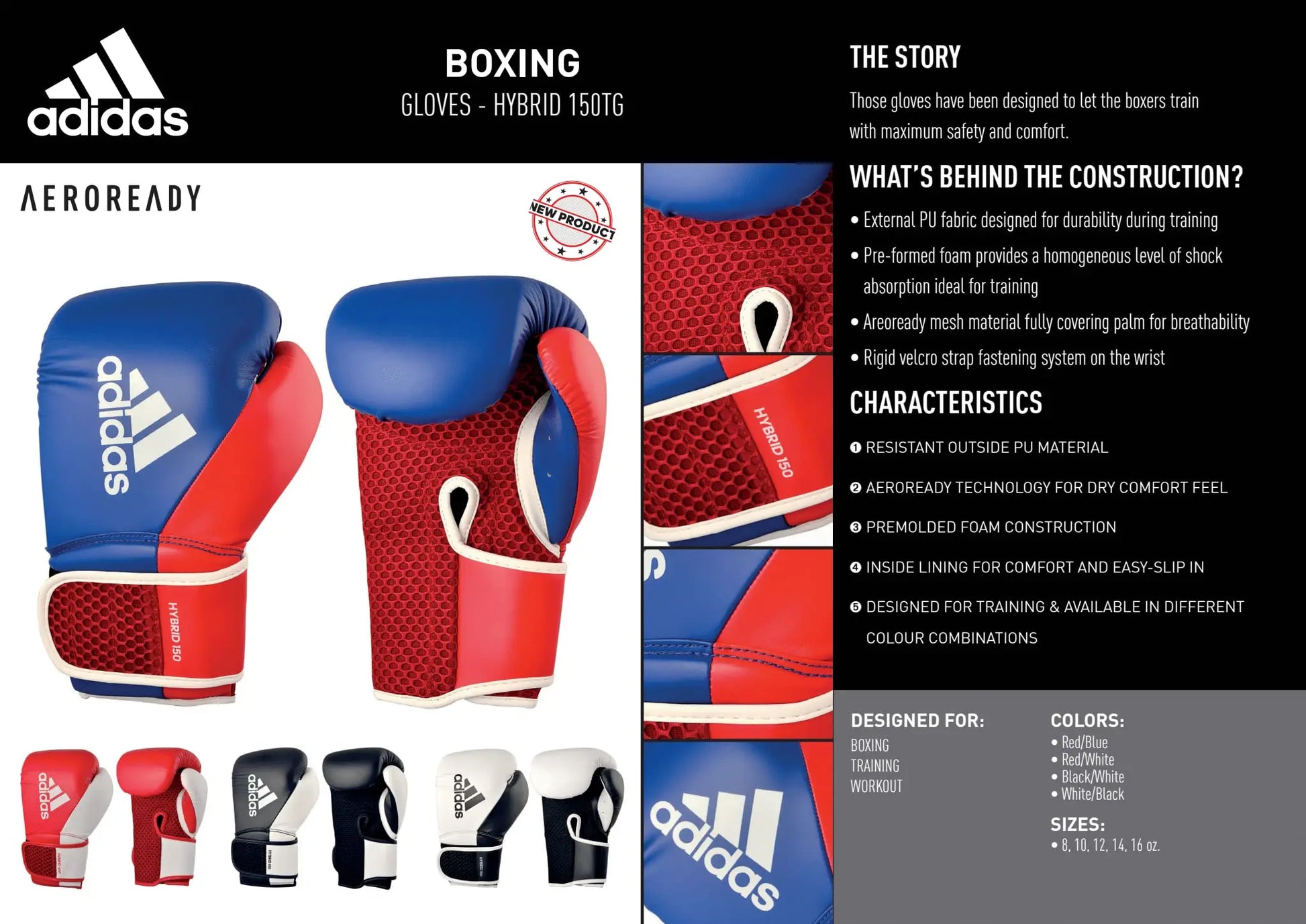 adidas Boxing Gloves - Hybrid 150 - The Champ Gear