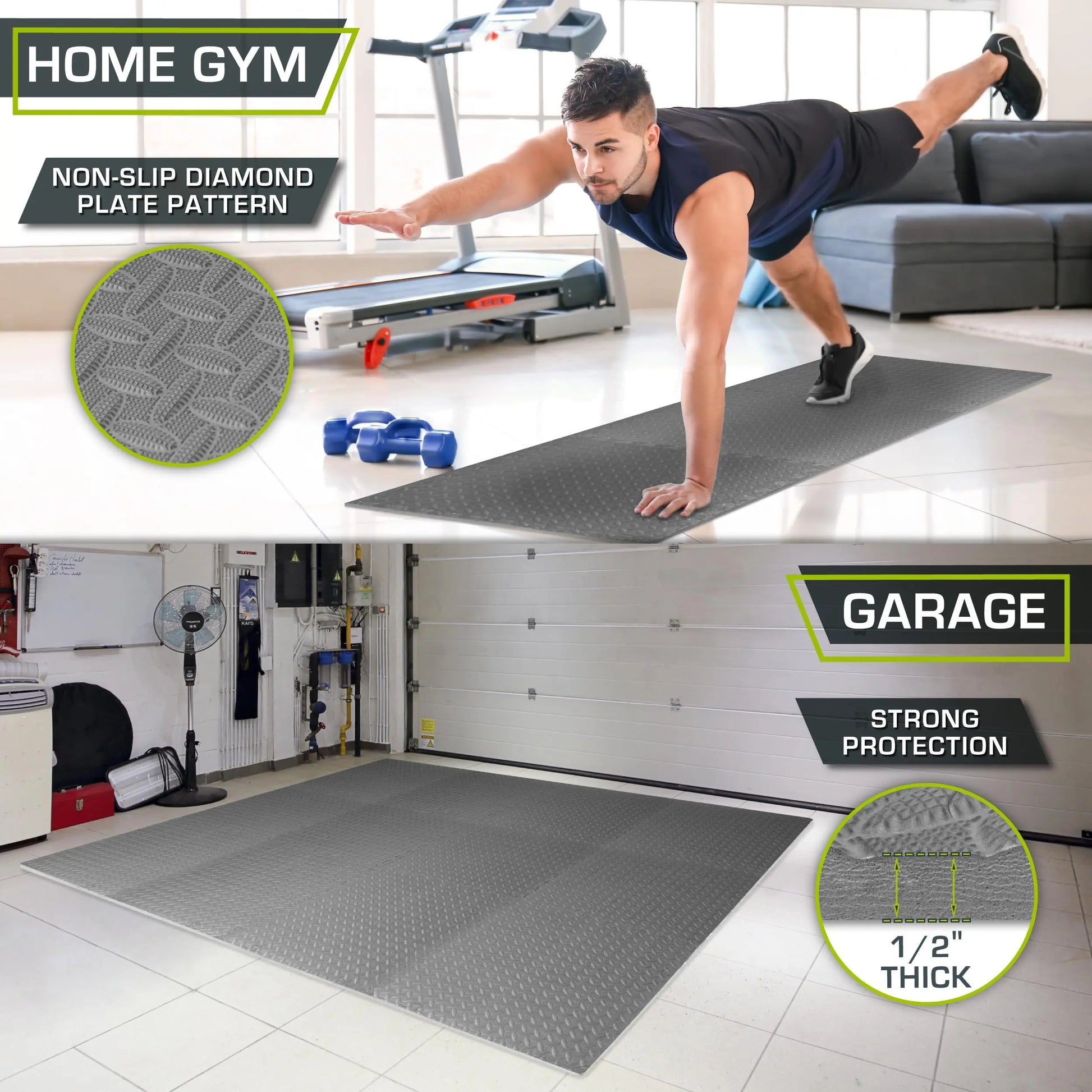 ProsourceFit Puzzle Exercise Mat – ½" EVA Foam Floor Tiles, 144 Sq Ft - The Champ Gear