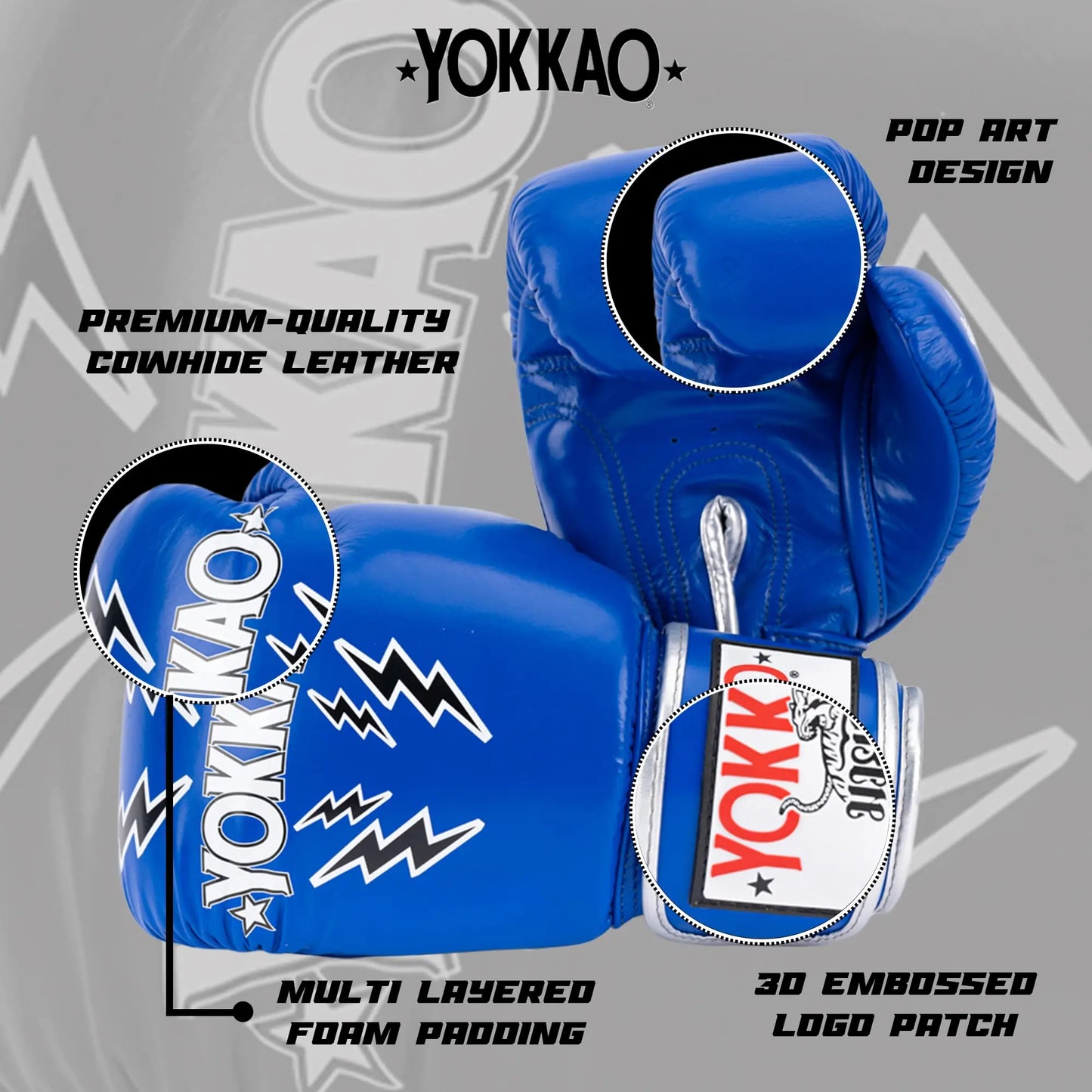 YOKKAO Design Breathable Muay Thai Boxing Glove | Premium Leather Training and Sparring Gloves for Men and Women | Winning Boxing Gloves | Punching Glove The Champ Gear