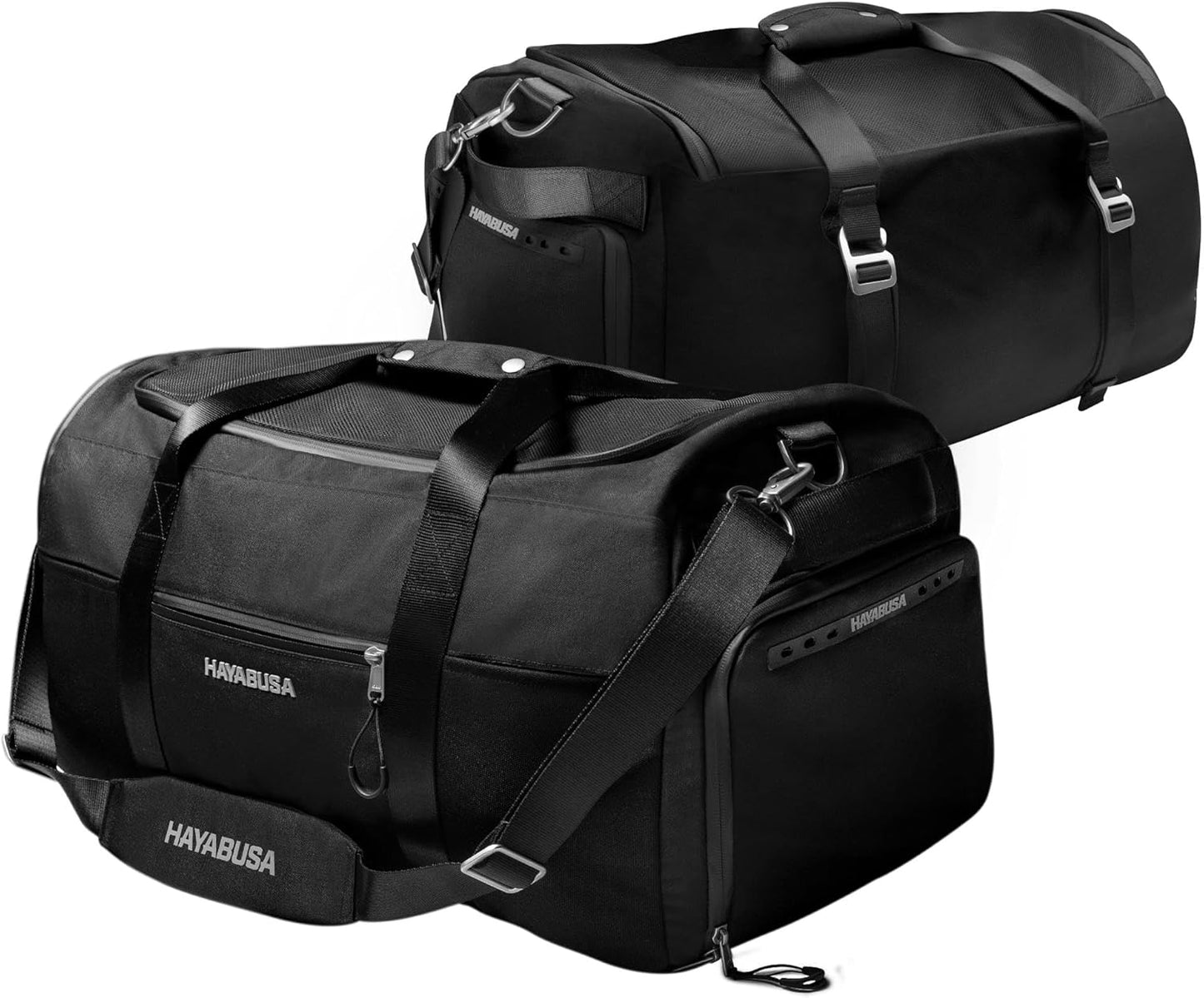 Hayabusa Airstream Athletic Duffle Gym Bag for Women and Men - Black, 50l Duffle Bag - 7 Zippered Pockets, Good for Travel, Boxing, MMA, BJJ, Kickboxing, Muay Thai, Wrestling, Glove/Shoe Compartment The Champ Gear