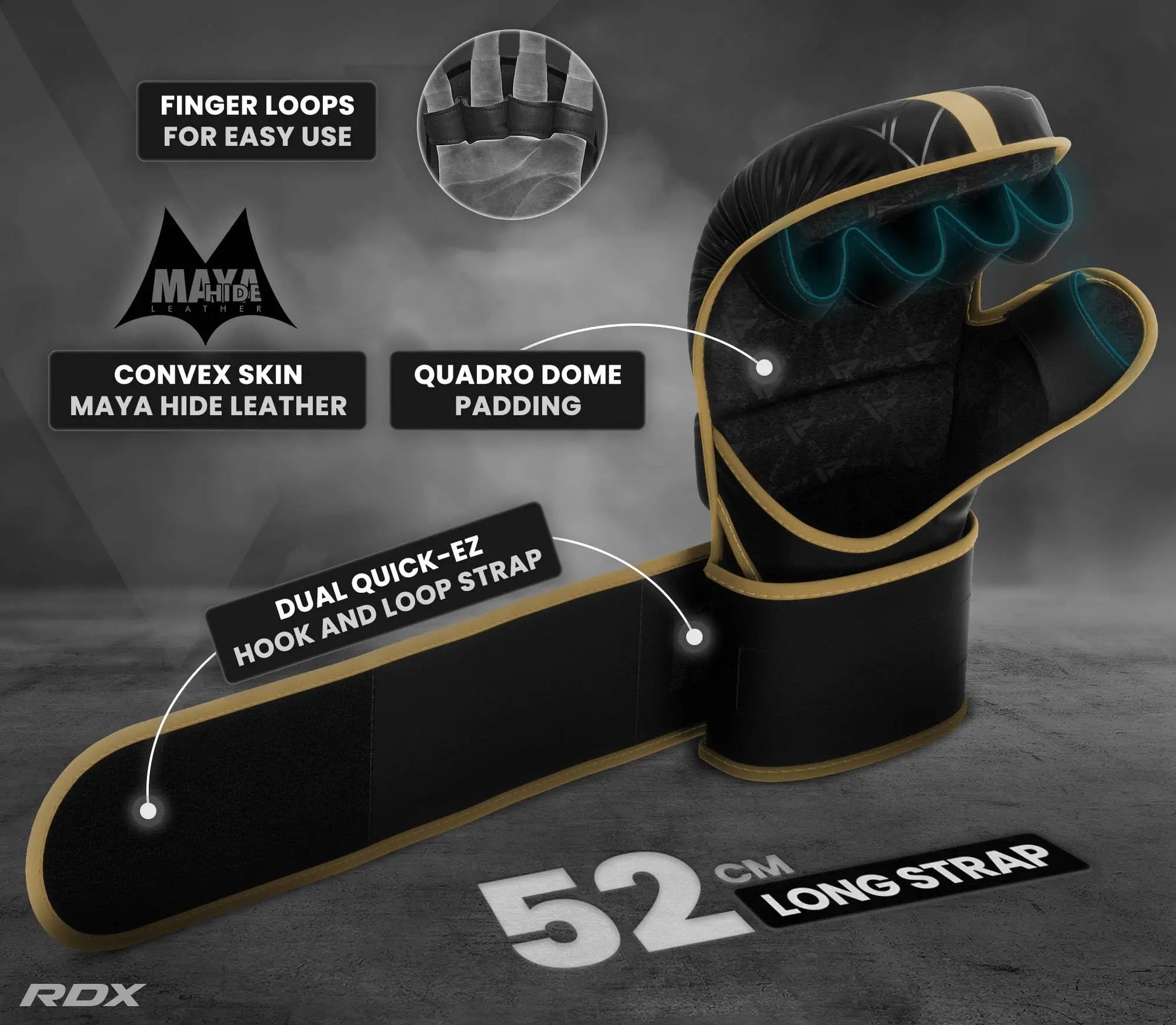 RDX MMA Hybrid Gloves – Open Palm, Maya Hide Leather - The Champ Gear