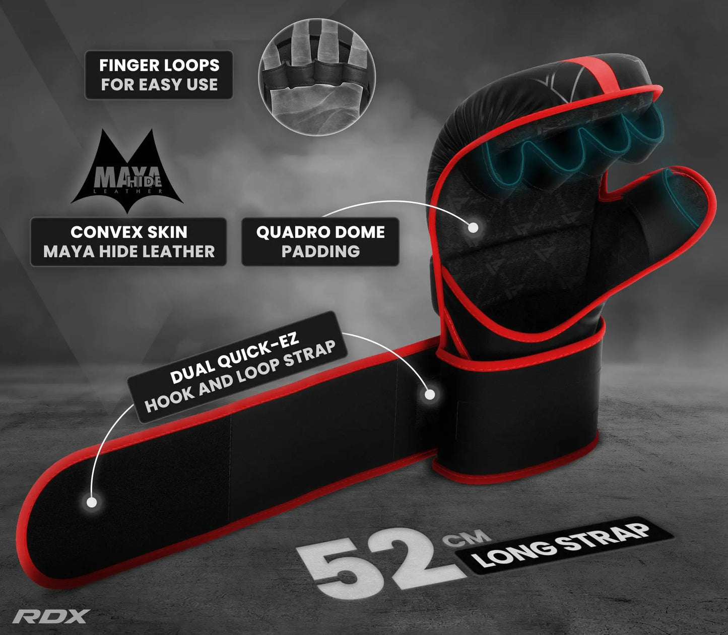 RDX MMA Hybrid Gloves – Open Palm, Maya Hide Leather - The Champ Gear