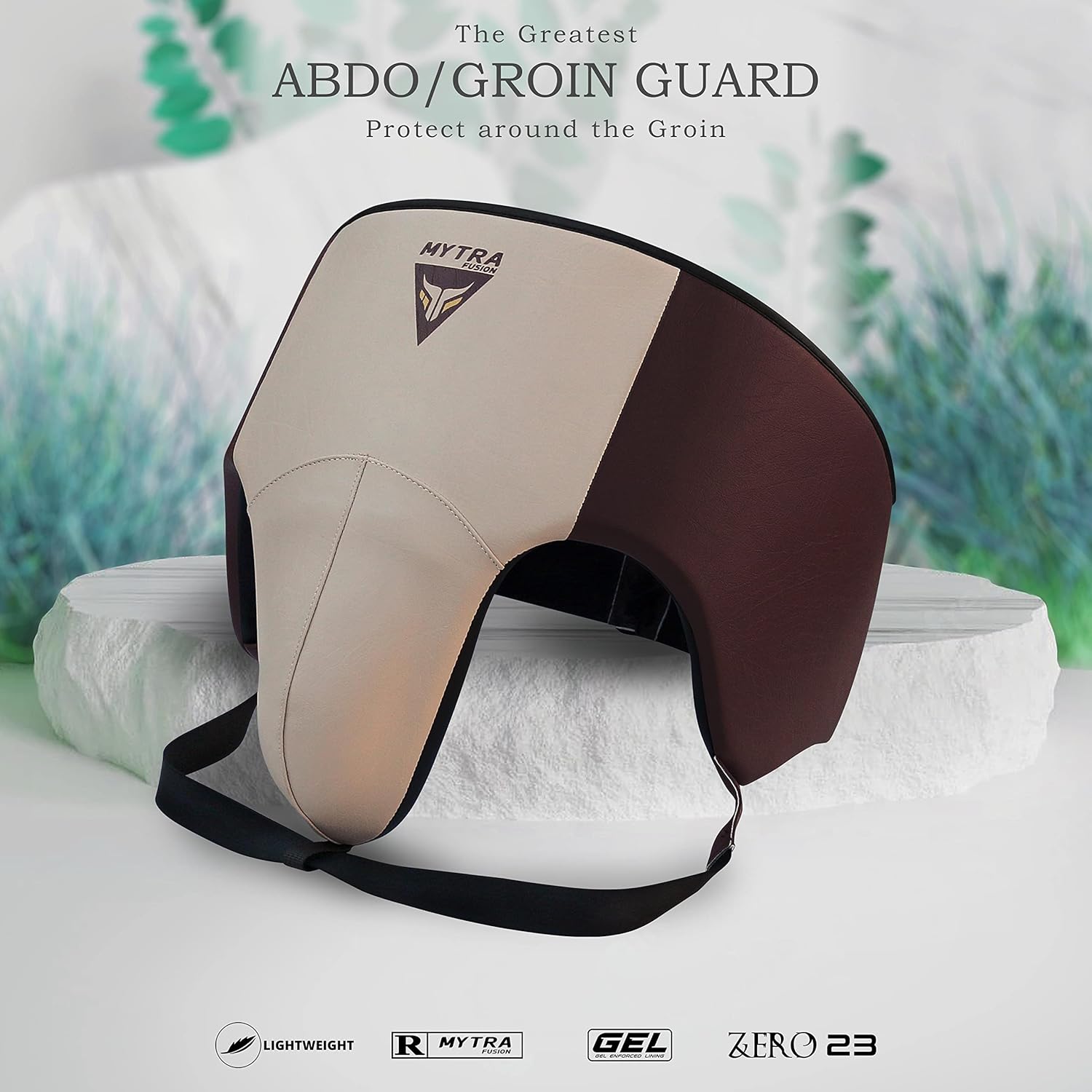 Mytra Fusion Groin Guard Boxing Groin Guard for MMA, Muay Thai, Kickboxing and Martial Arts Abdominal Protector for Training, Sparring, Grappling, Taekwondo and Fighting (Brown/Beige, S/M) The Champ Gear