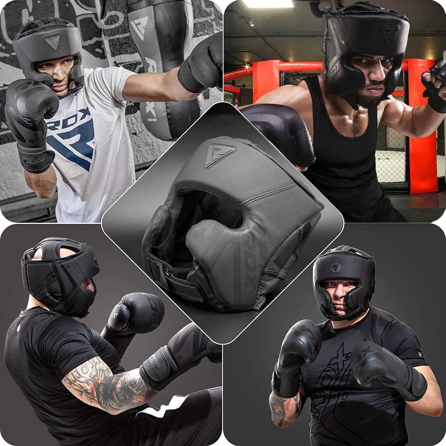 RDX Headgear – Leather Boxing & MMA Training Helmet, Multi-Layer Padding - The Champ Gear