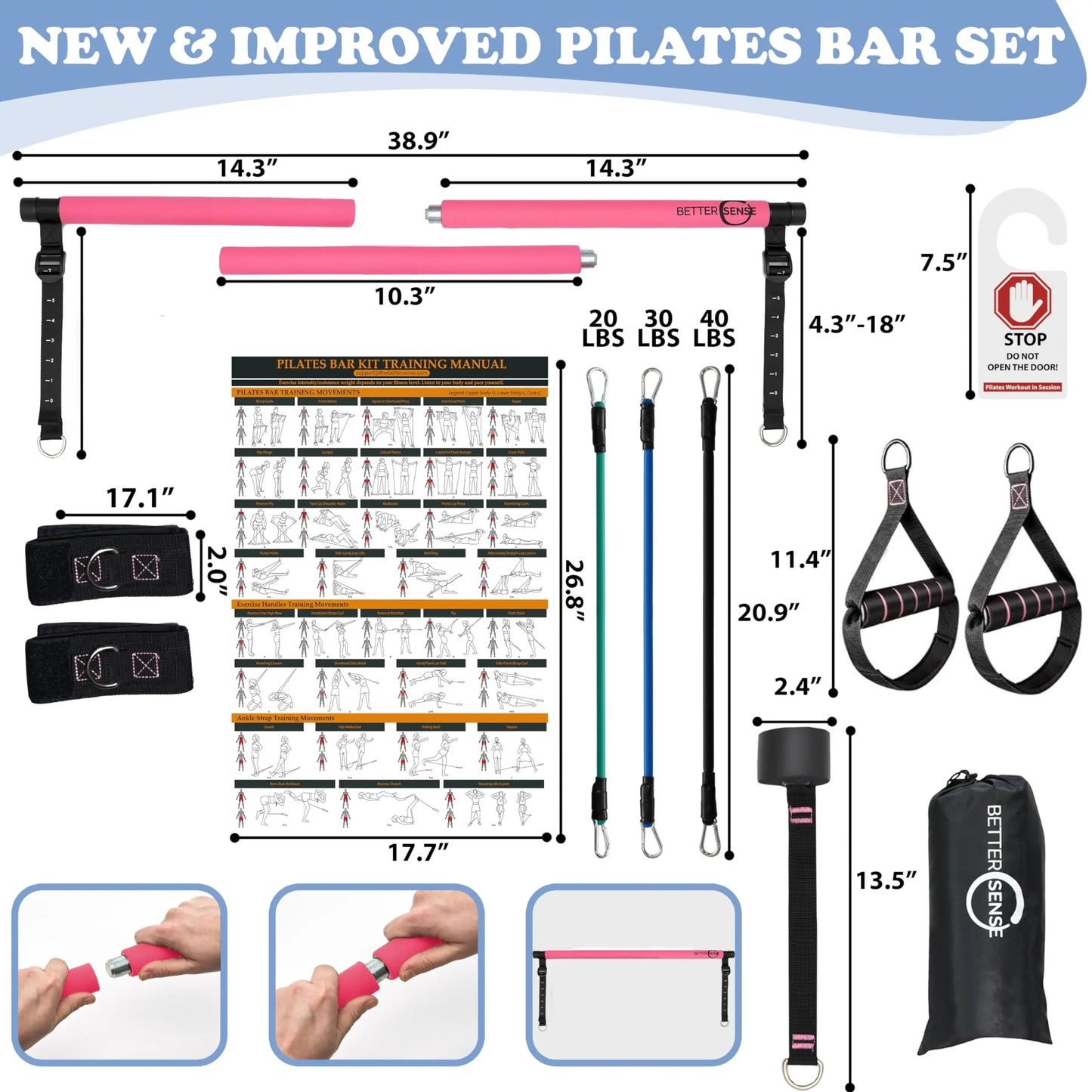 Upgraded Pilates Bar Kit - The Champ Gear