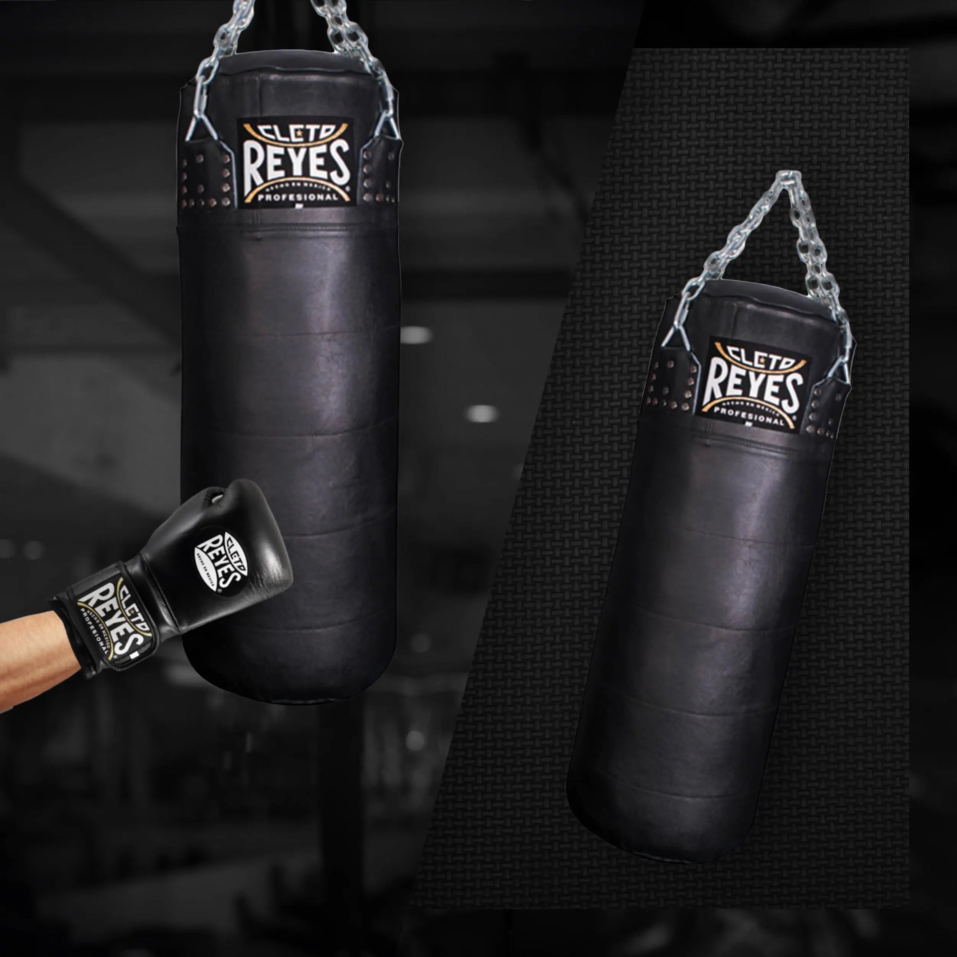 Cleto Reyes Heavy Punching Bag for Adults Boxing Training Equipment, MMA, Kickboxing, Muay Thai, Cowhide Leather, Black The Champ Gear