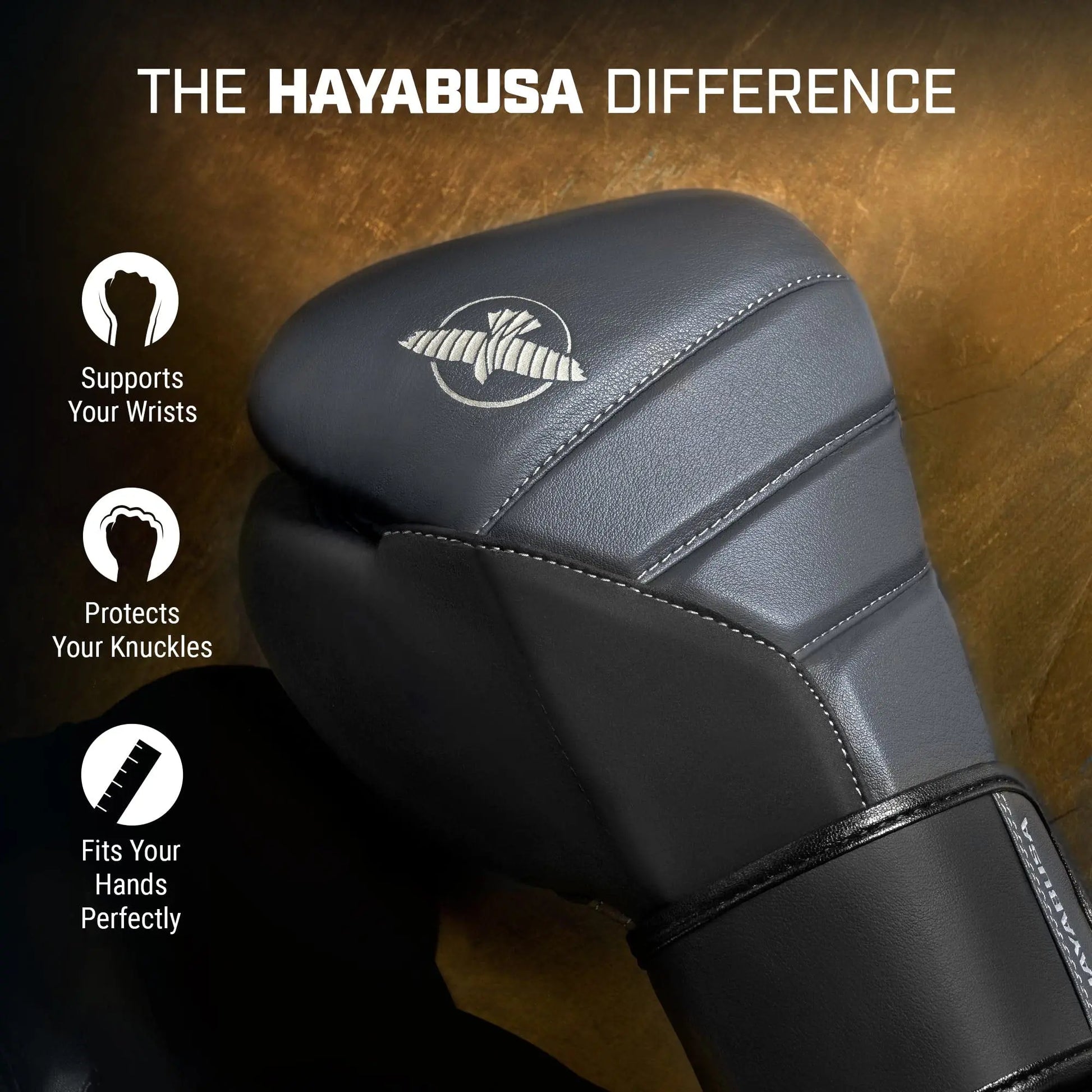 Hayabusa T3 Boxing Gloves for Men and Women Wrist and Knuckle Protection, Dual-X Hook and Loop Closure, Splinted Wrist Support, 5 Layer Foam Knuckle Padding The Champ Gear