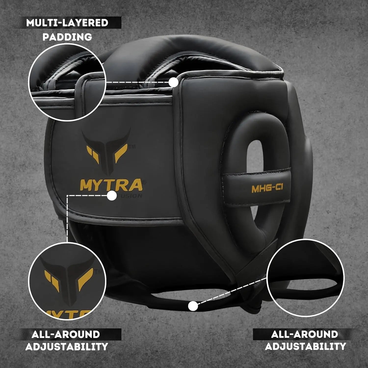 Mytra Fusion Boxing Headgear MMA Kickboxing Grappling Taekwondo Karate Training Head Gear, One Size Fits to All The Champ Gear