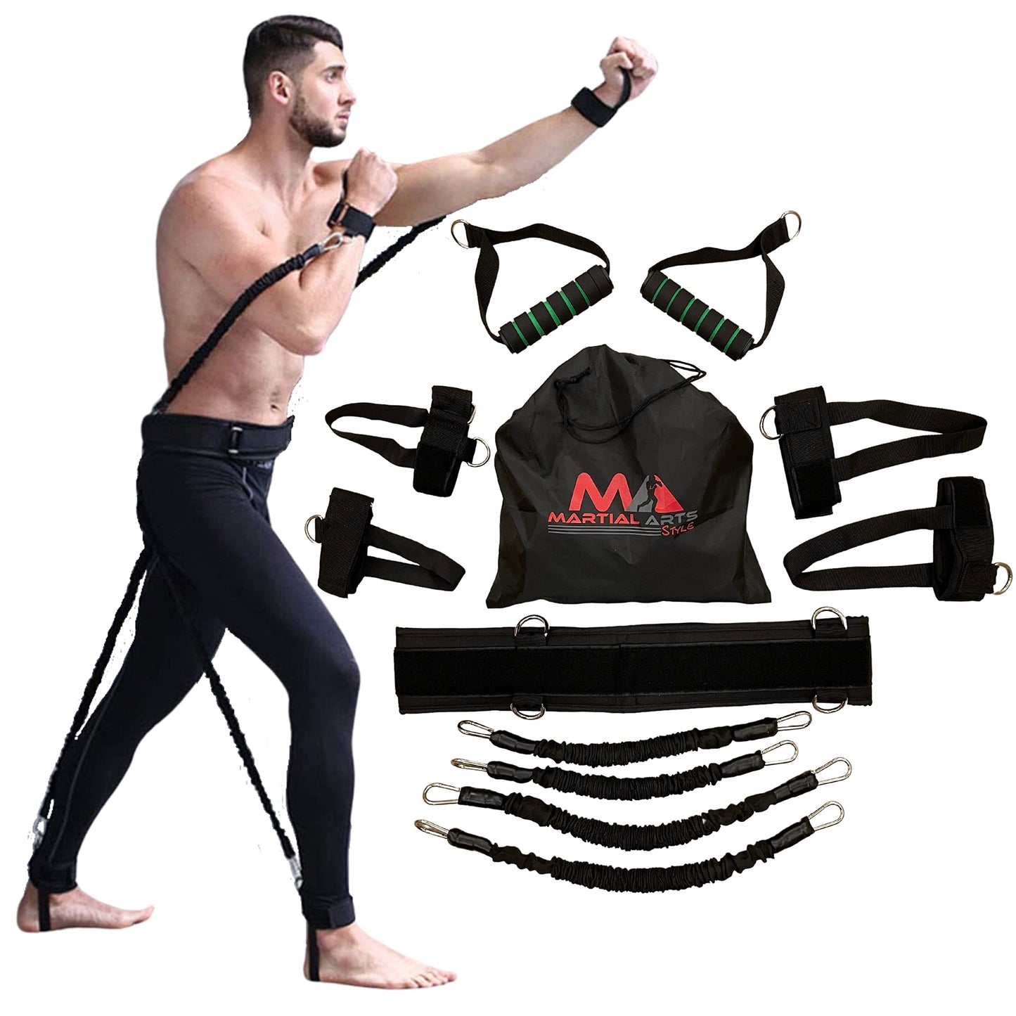 Boxing Resistance Bands for MMA Martial Arts Resistance Training at Home for Punches/Kicks, 150lbs Exercise Bands Full Body Fitness Workout to Enhance Explosive Power/Speed/Agility The Champ Gear