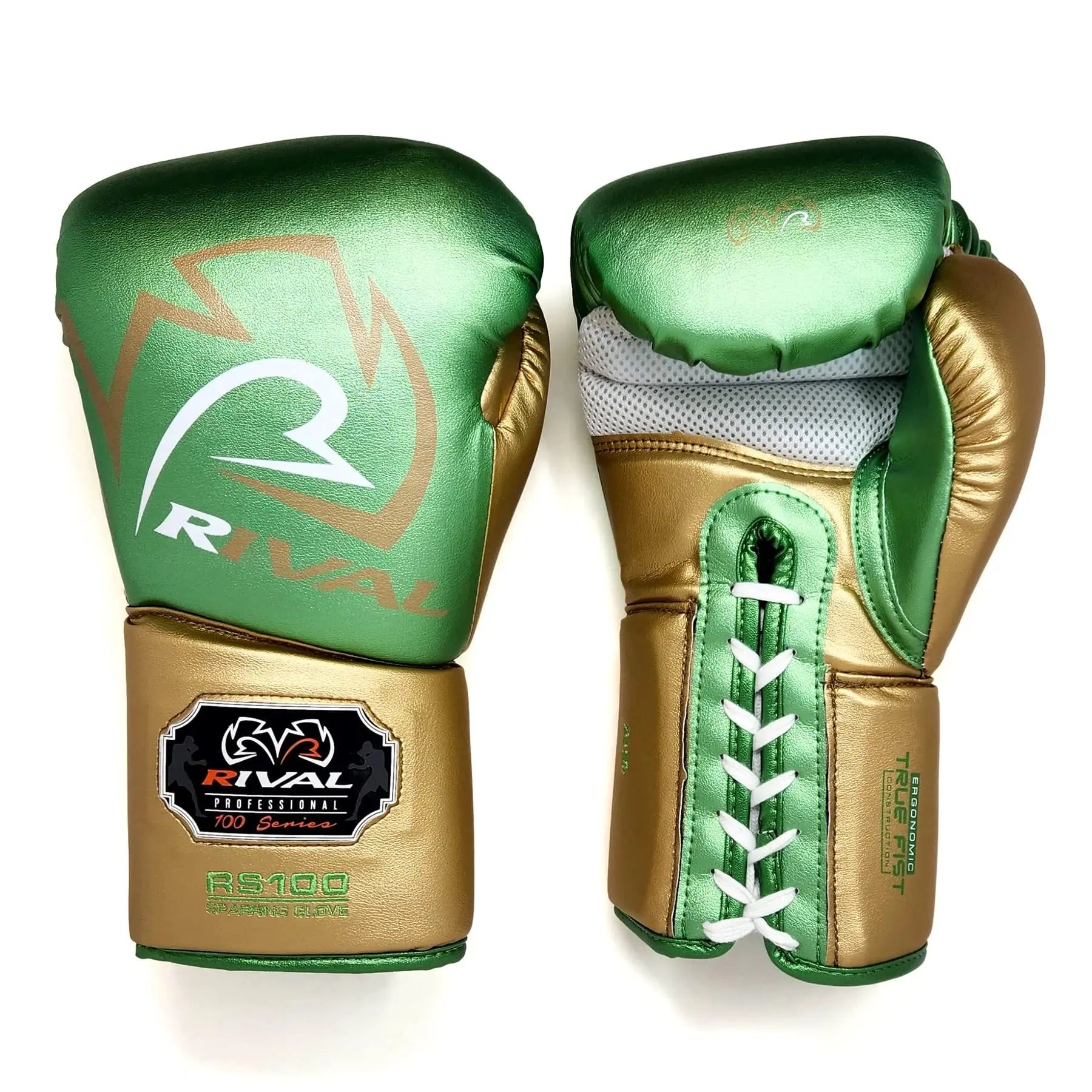 RIVAL Boxing RS100 Professional Lace-Up Sparring Gloves, Handcrafted with Super-Rich Microfiber PU, Ergonomically Designed to Perfectly Fit Your Hand The Champ Gear