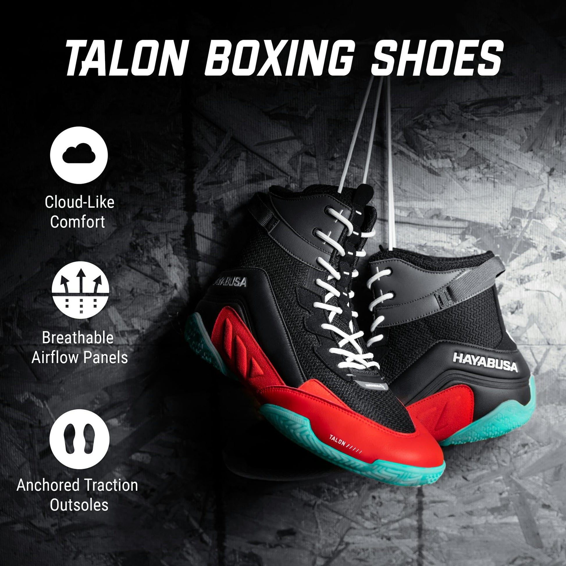 Hayabusa Talon Boxing Shoes for Men and Women Lace Up Lightweight Mid High Top The Champ Gear