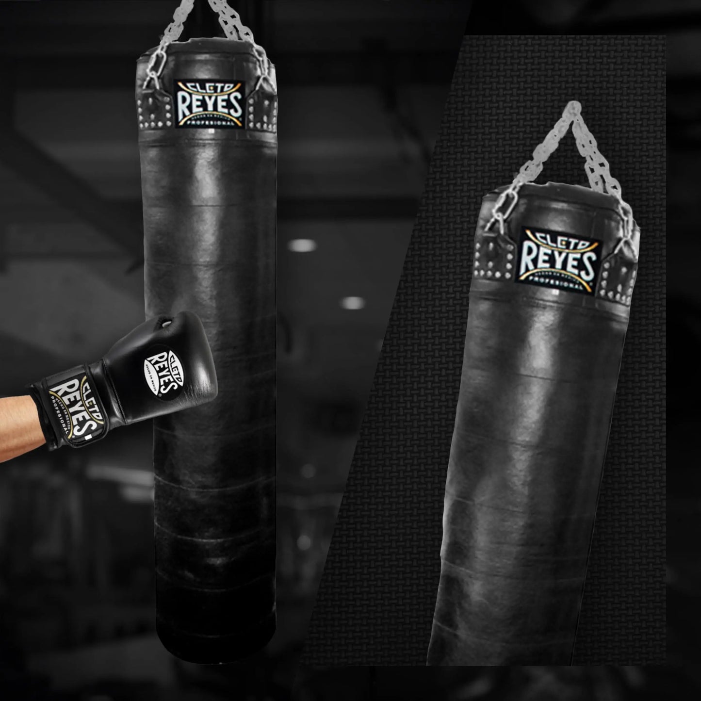 Cleto Reyes Heavy Punching Bag for Adults Boxing Training Equipment, MMA, Kickboxing, Muay Thai, Cowhide Leather, Black The Champ Gear