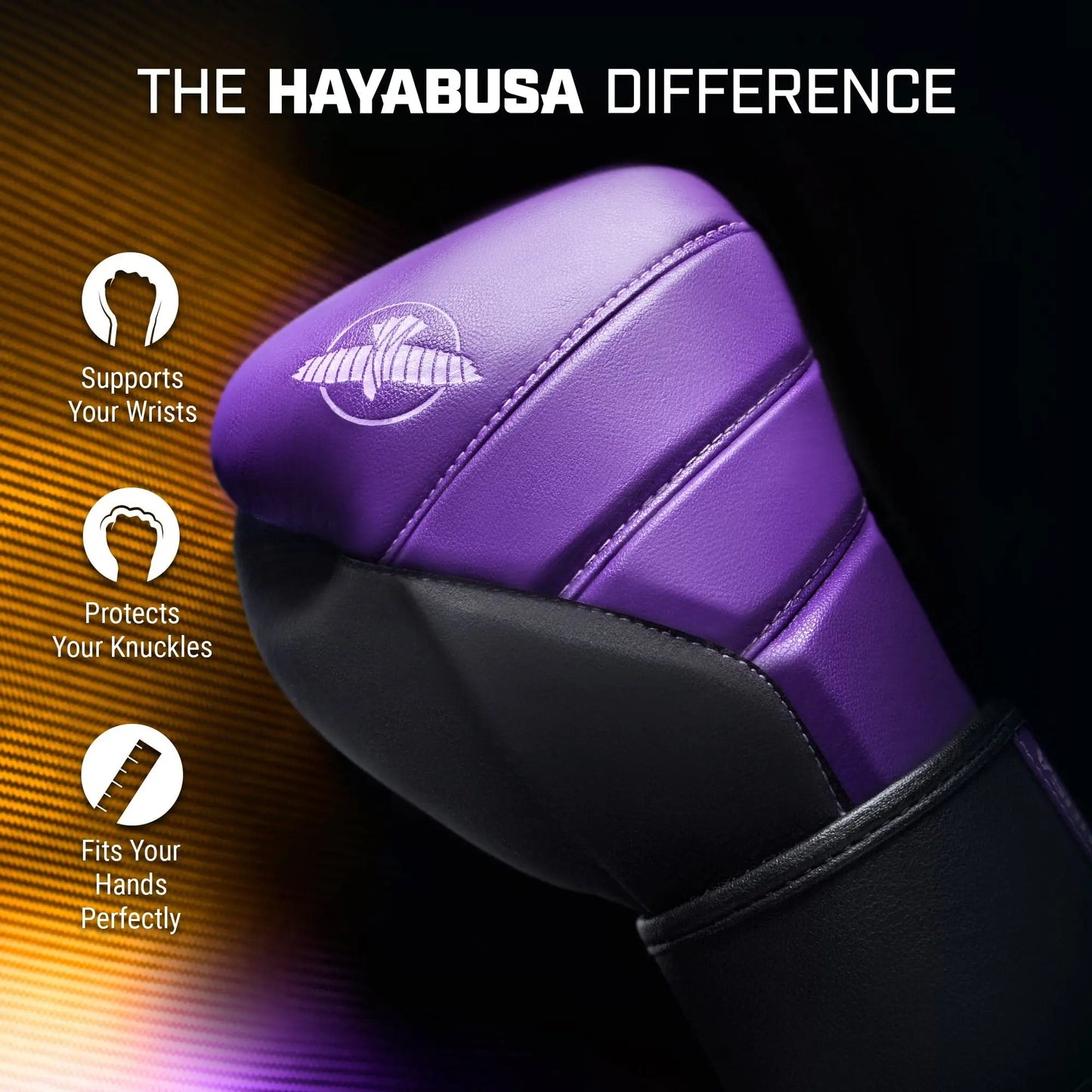 Hayabusa T3 Boxing Gloves for Men and Women Wrist and Knuckle Protection, Dual-X Hook and Loop Closure, Splinted Wrist Support, 5 Layer Foam Knuckle Padding The Champ Gear