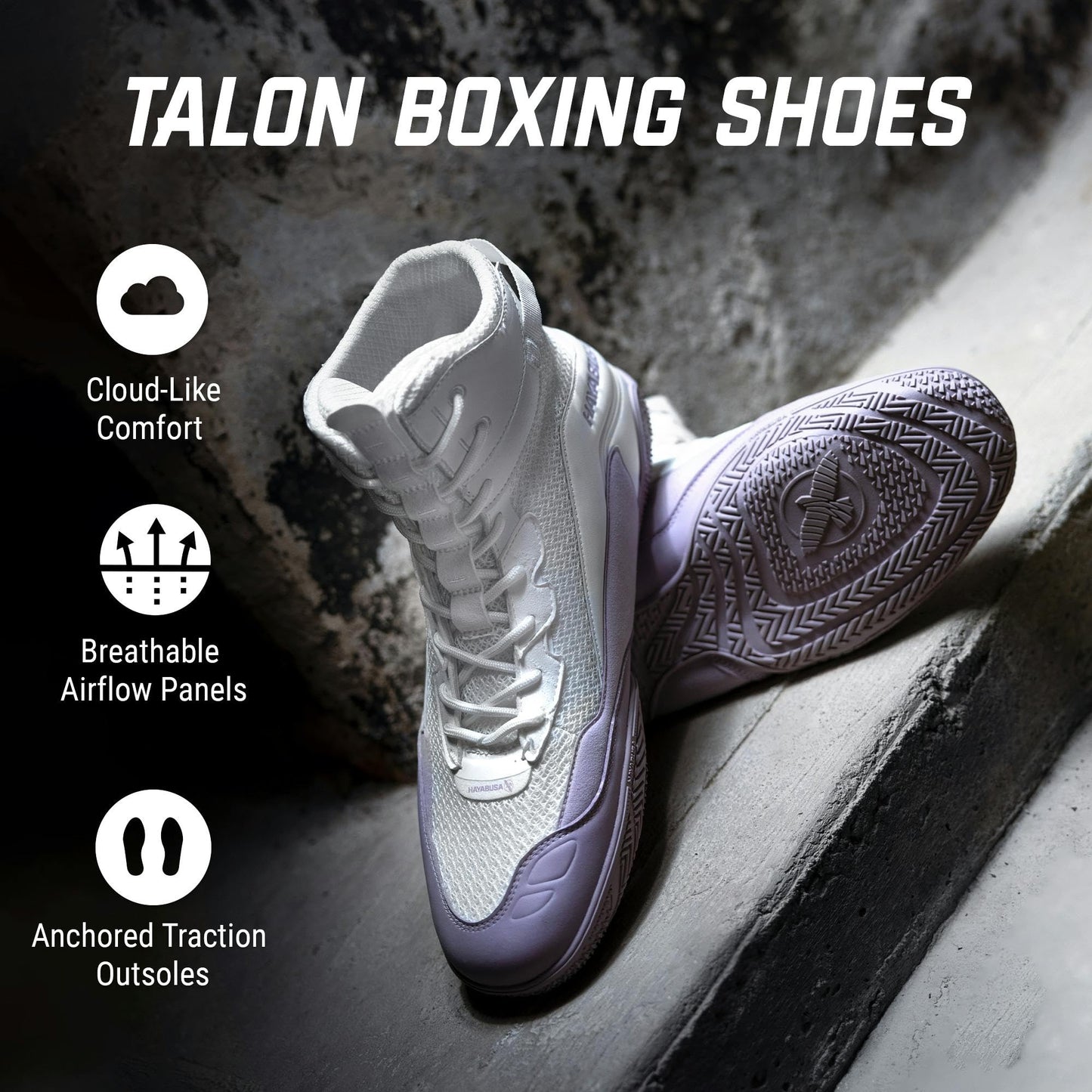 Hayabusa Talon Boxing Shoes for Men and Women Lace Up Lightweight Mid High Top The Champ Gear