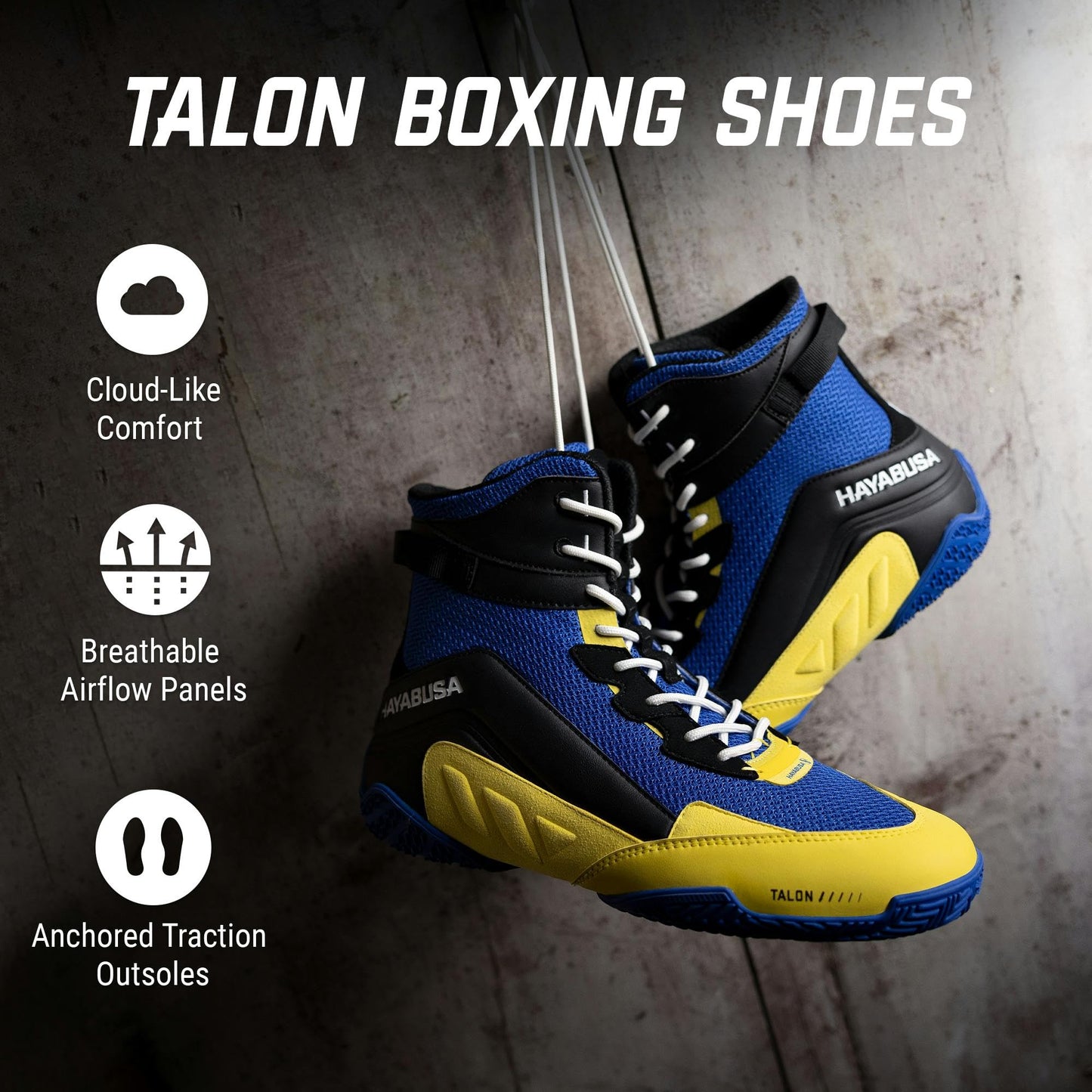 Hayabusa Talon Boxing Shoes for Men and Women Lace Up Lightweight Mid High Top The Champ Gear