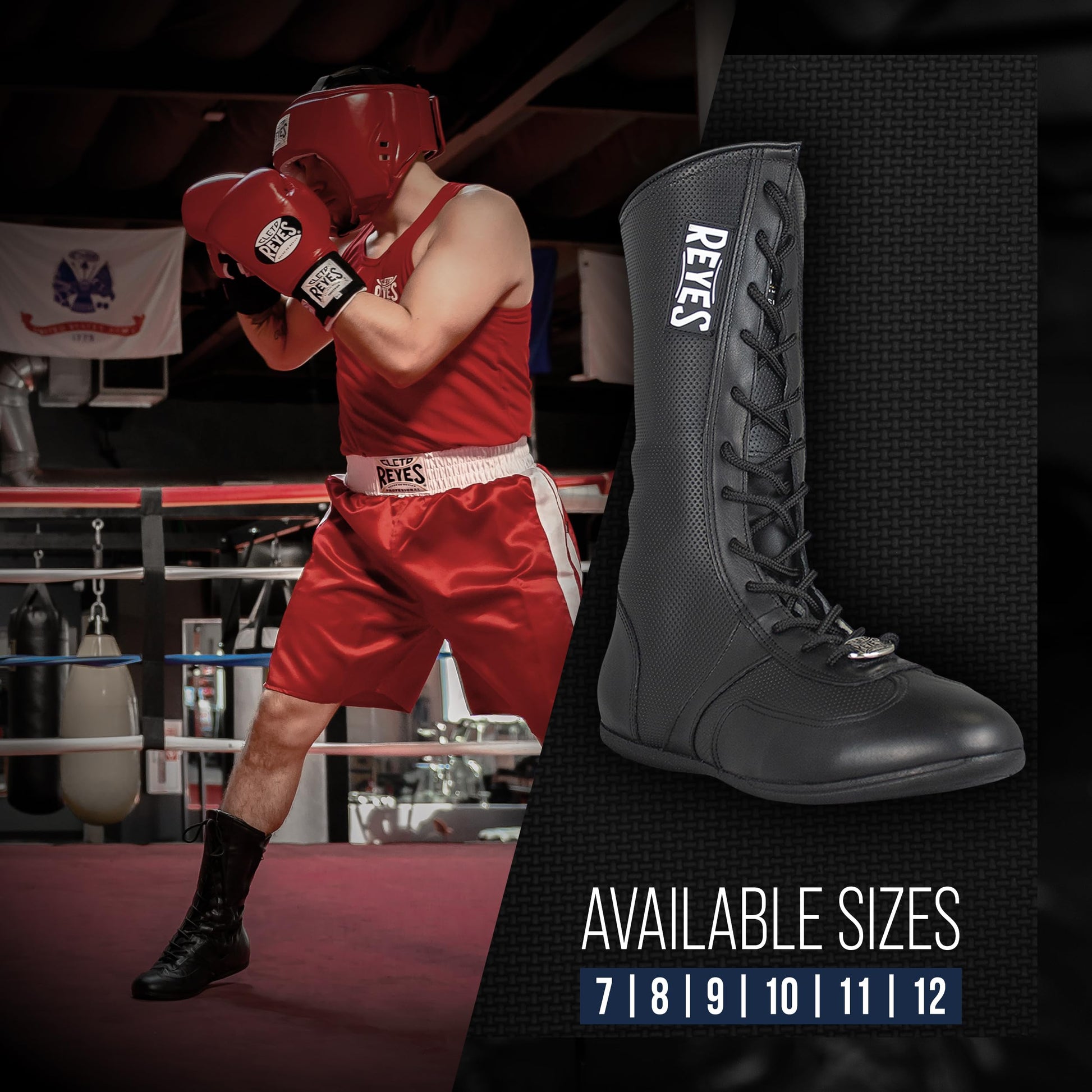 CLETO REYES High Top Leather Boxing Shoes for Men, Professional Old School Boots for MMA, Kickboxing, Muay Thai, Lace Up, Black The Champ Gear